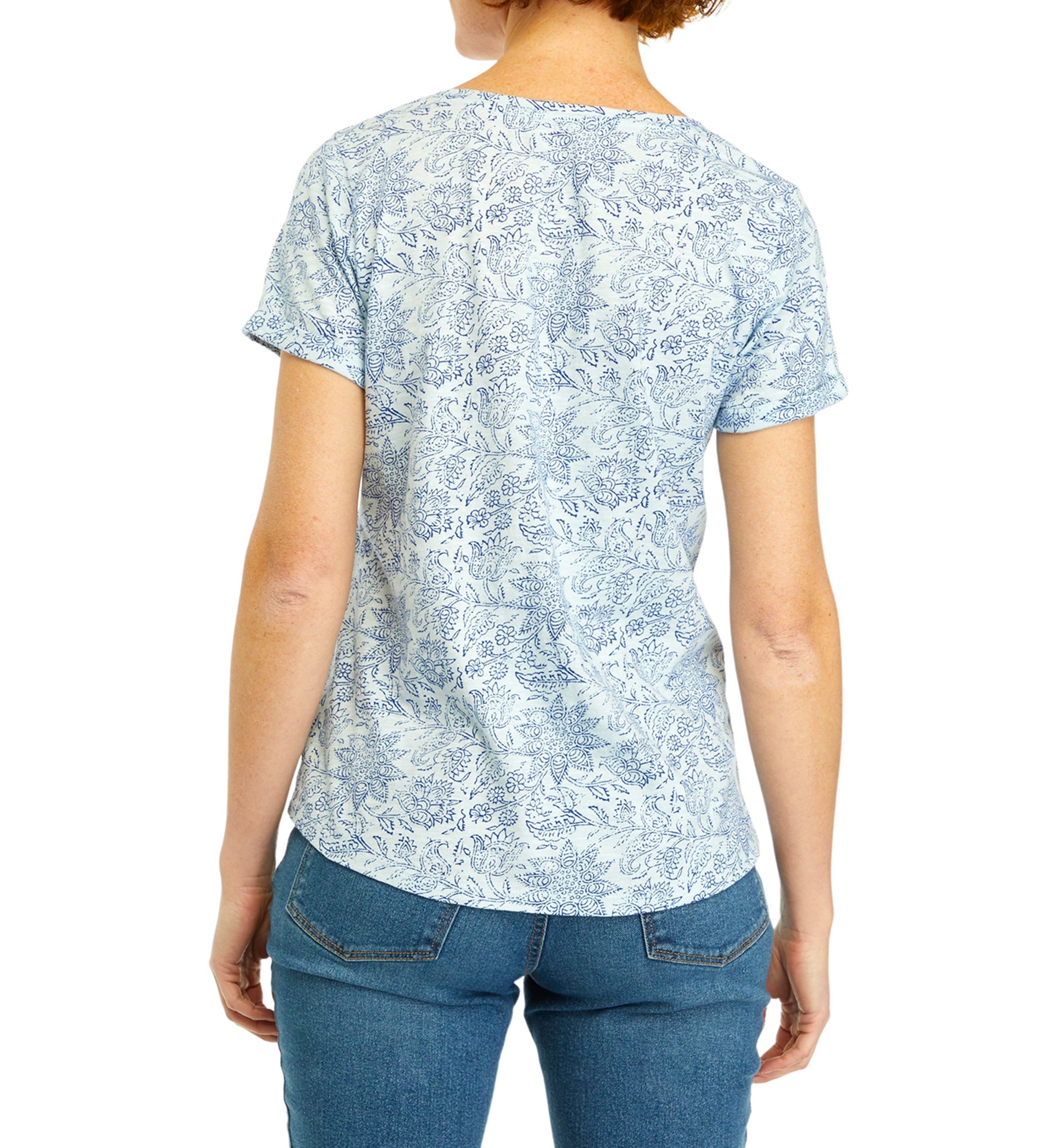 Women's Short Sleeve Cuffed Printed T-Shirt