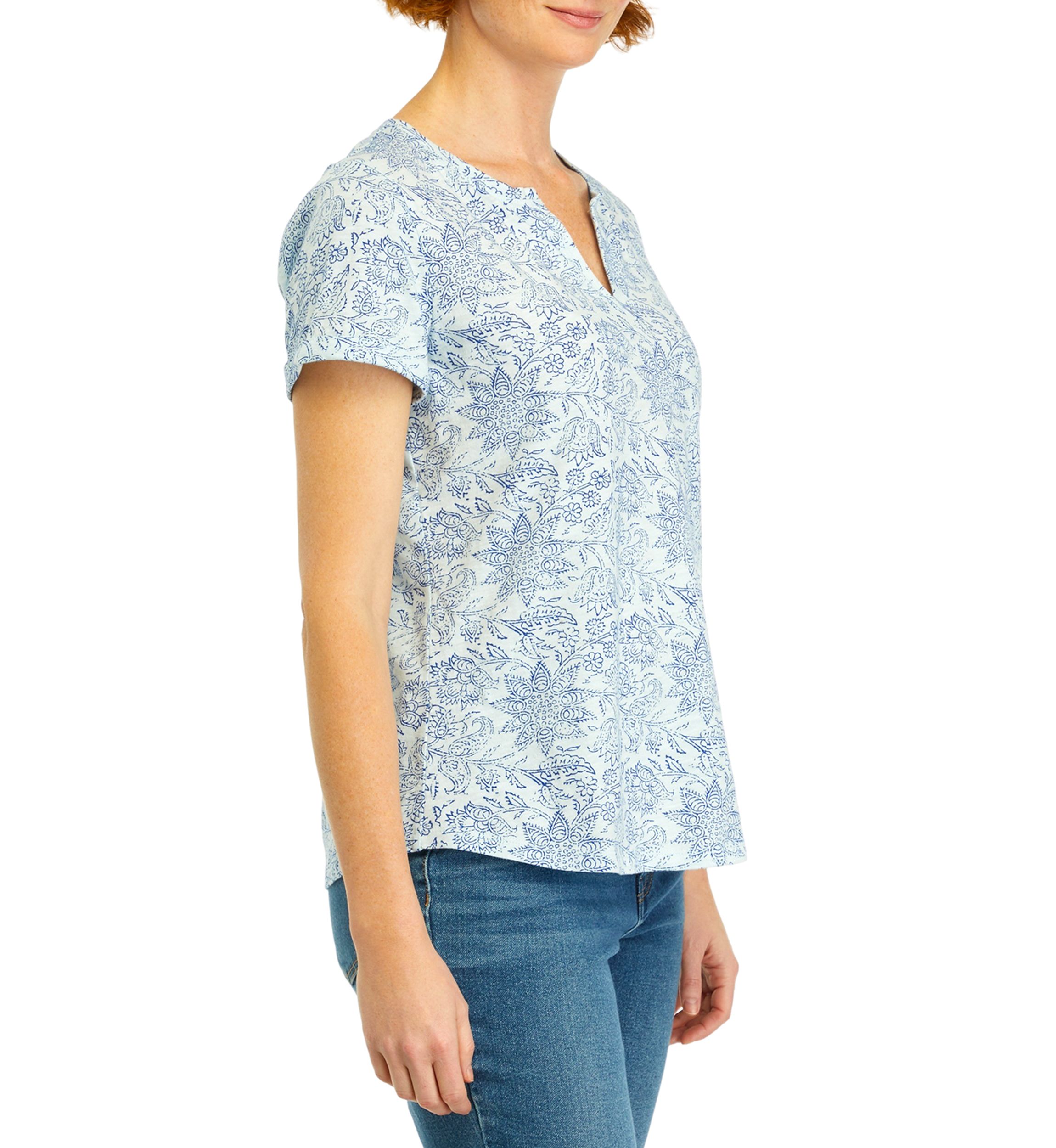 Women's Short Sleeve Cuffed Printed T-Shirt