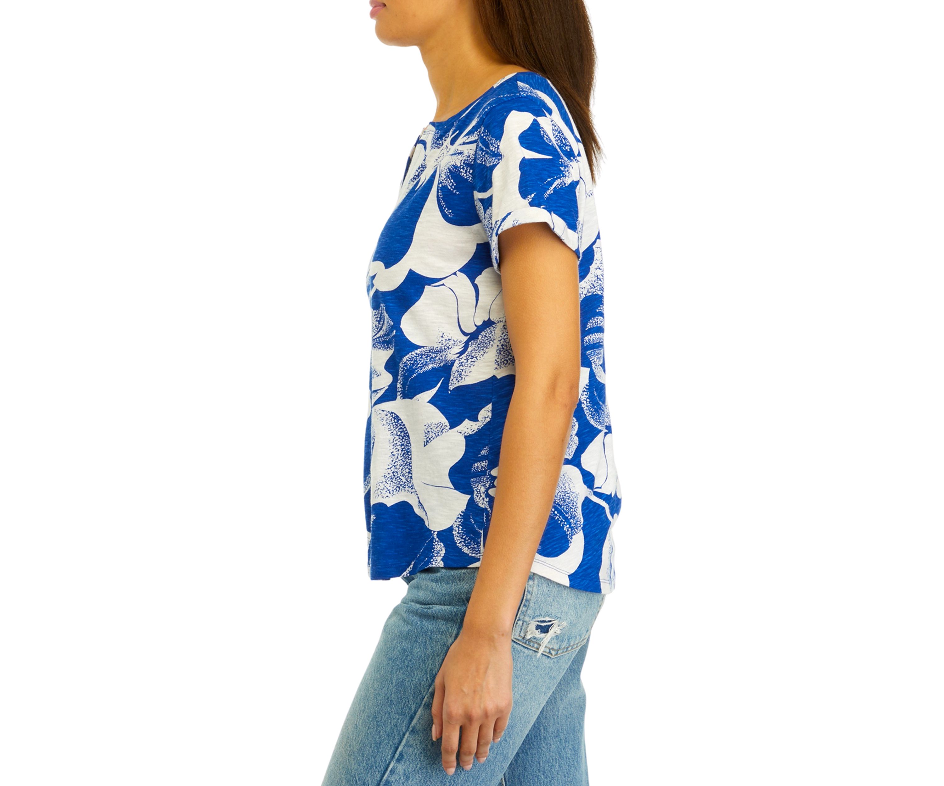 Womens Short Sleeve Cuffed Printed T-Shirt