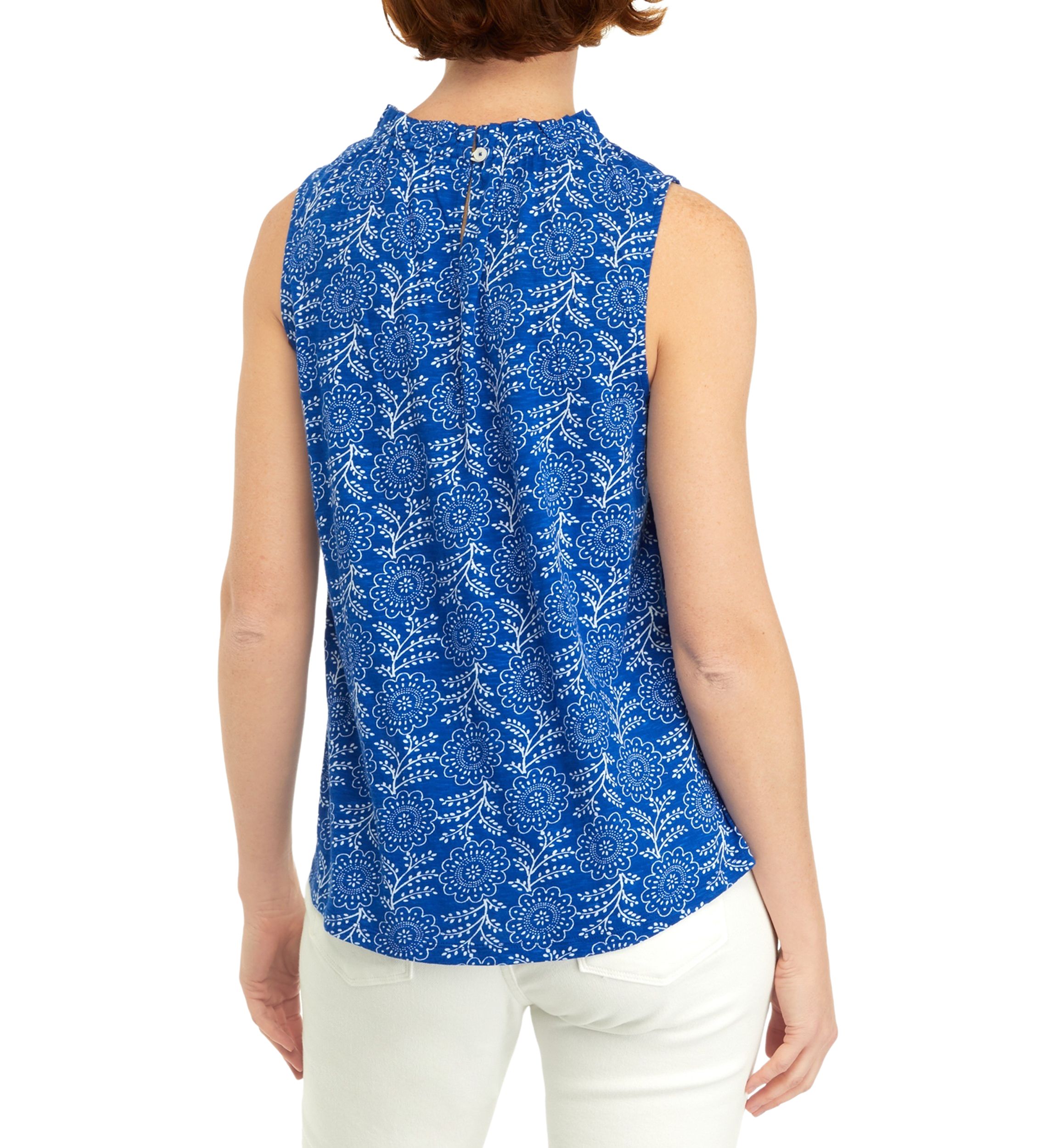 Womens Printed Ruffle Neck Blouse