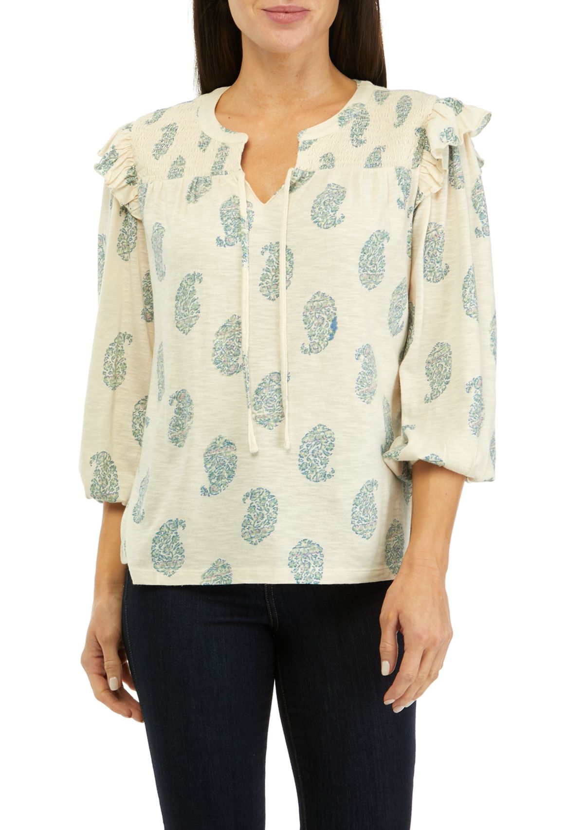 Womens Split Neck Printed Top