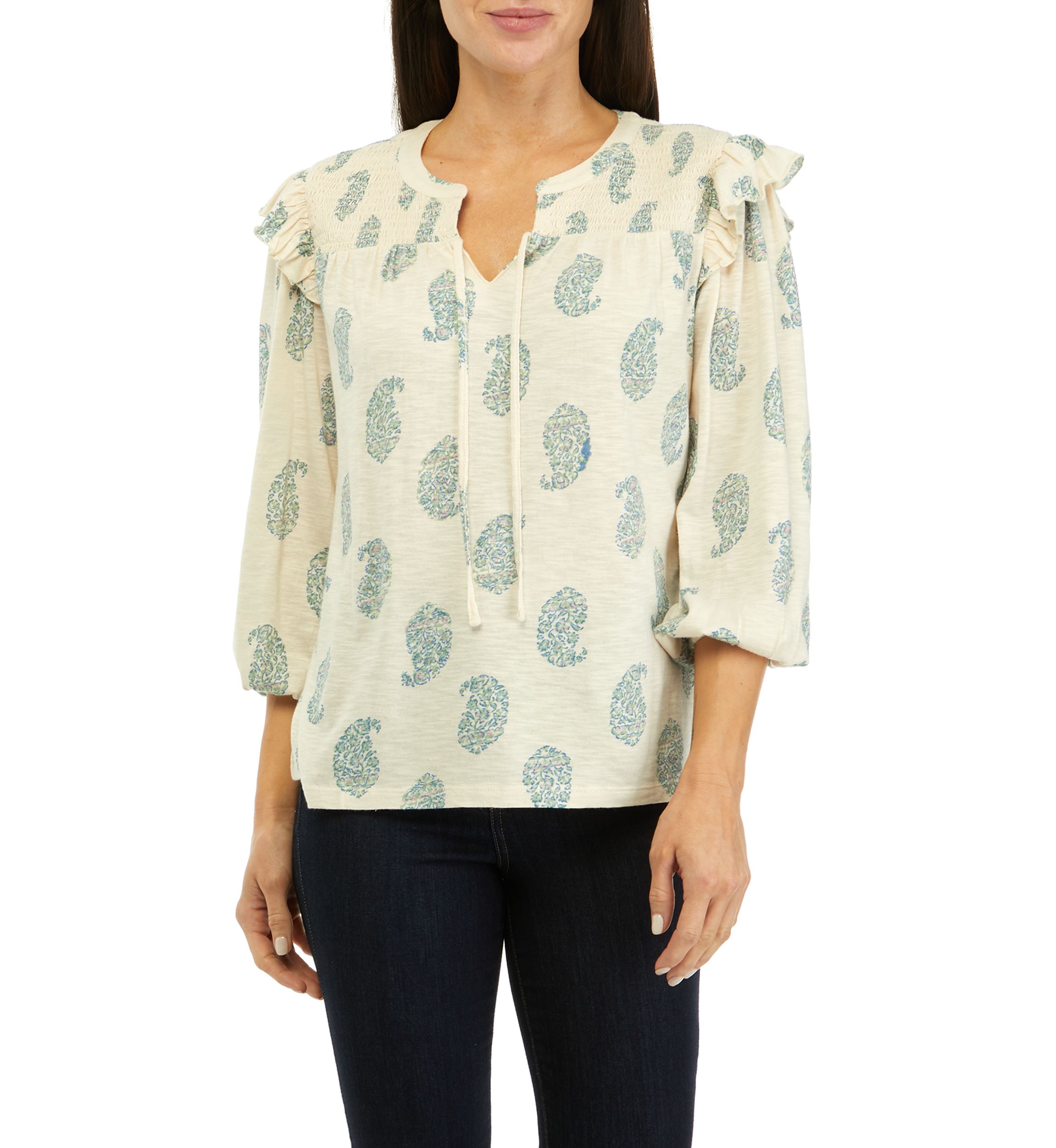 Womens Split Neck Printed Top