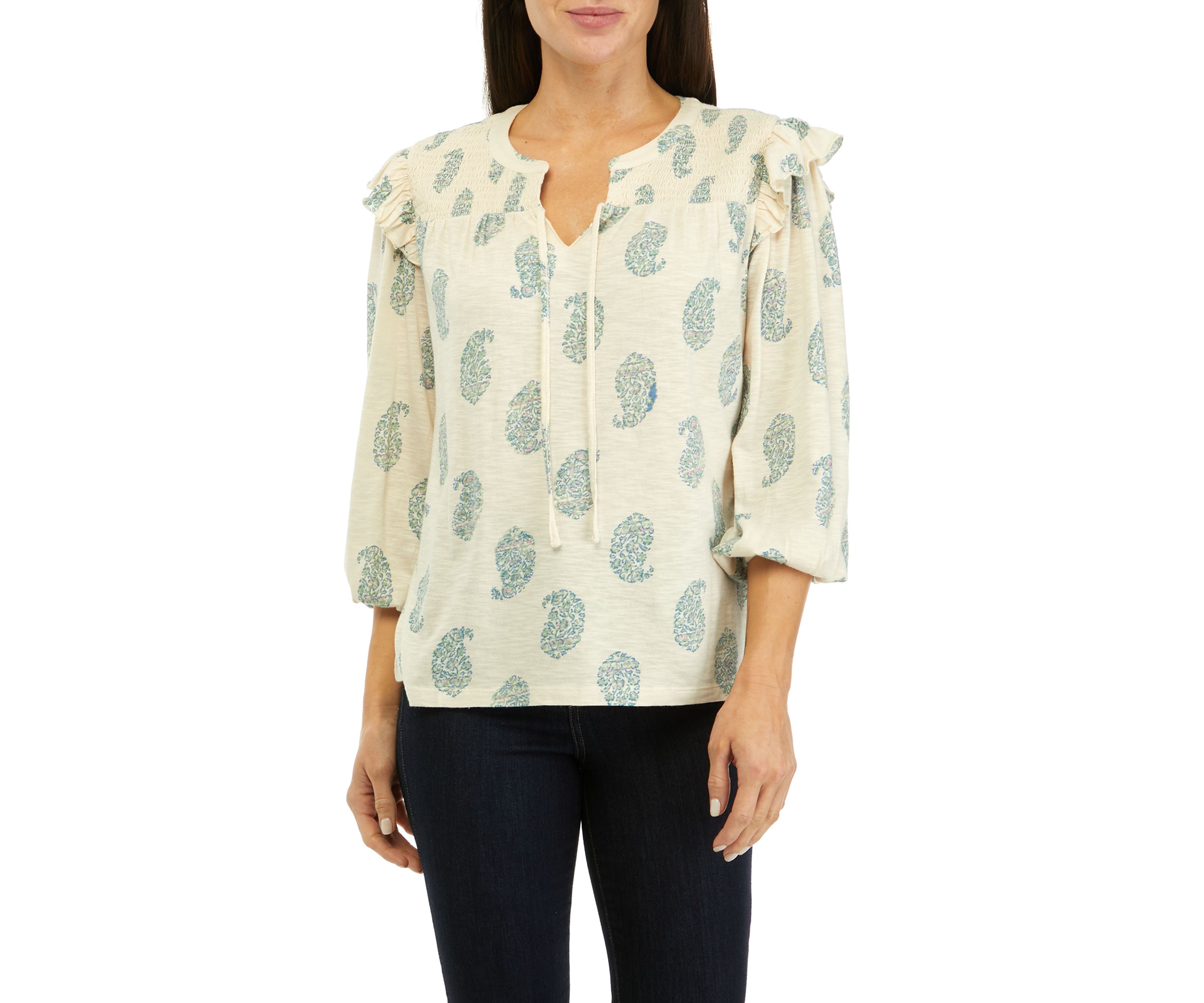 Womens Split Neck Printed Top