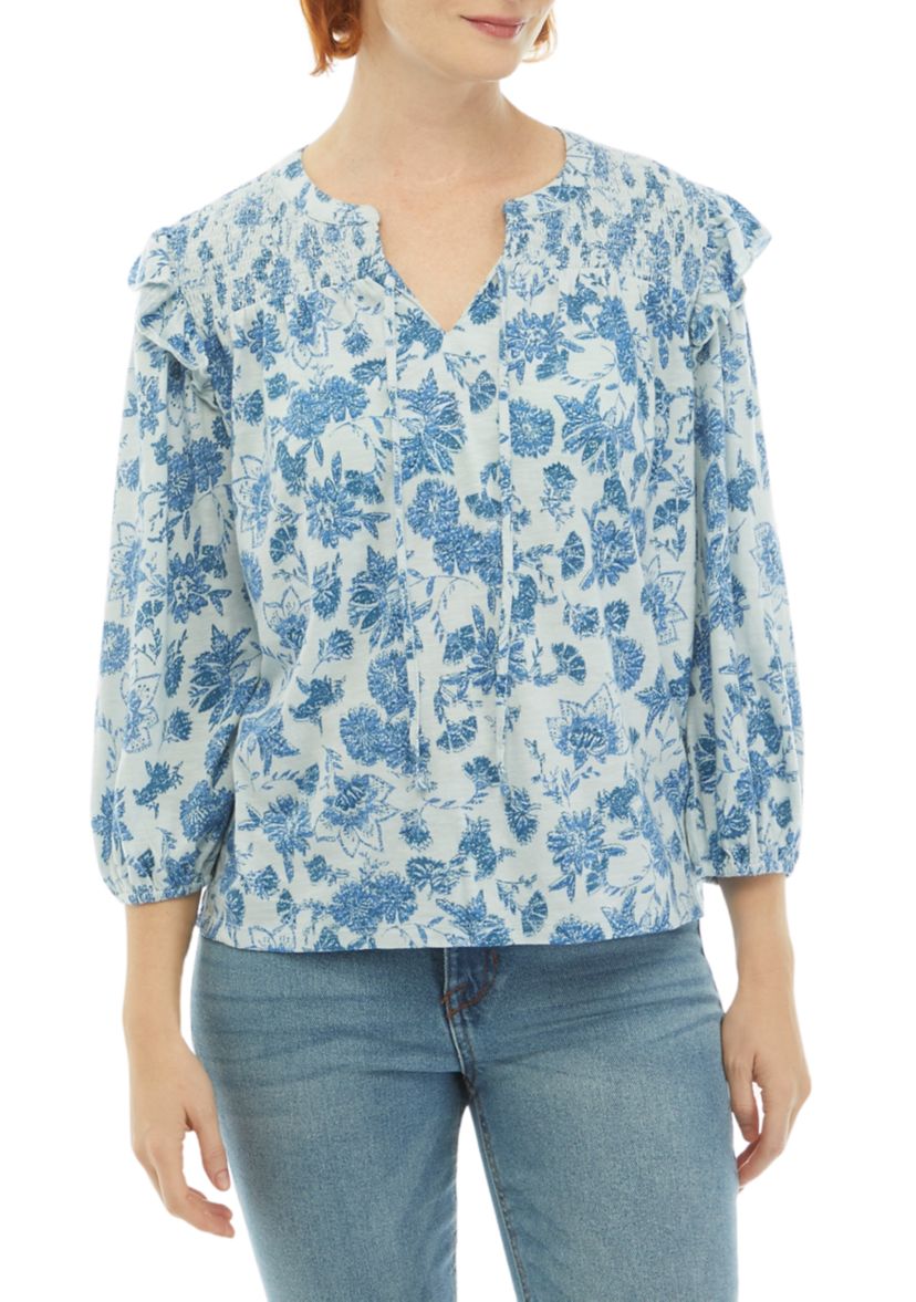 Womens Split Neck Printed Top