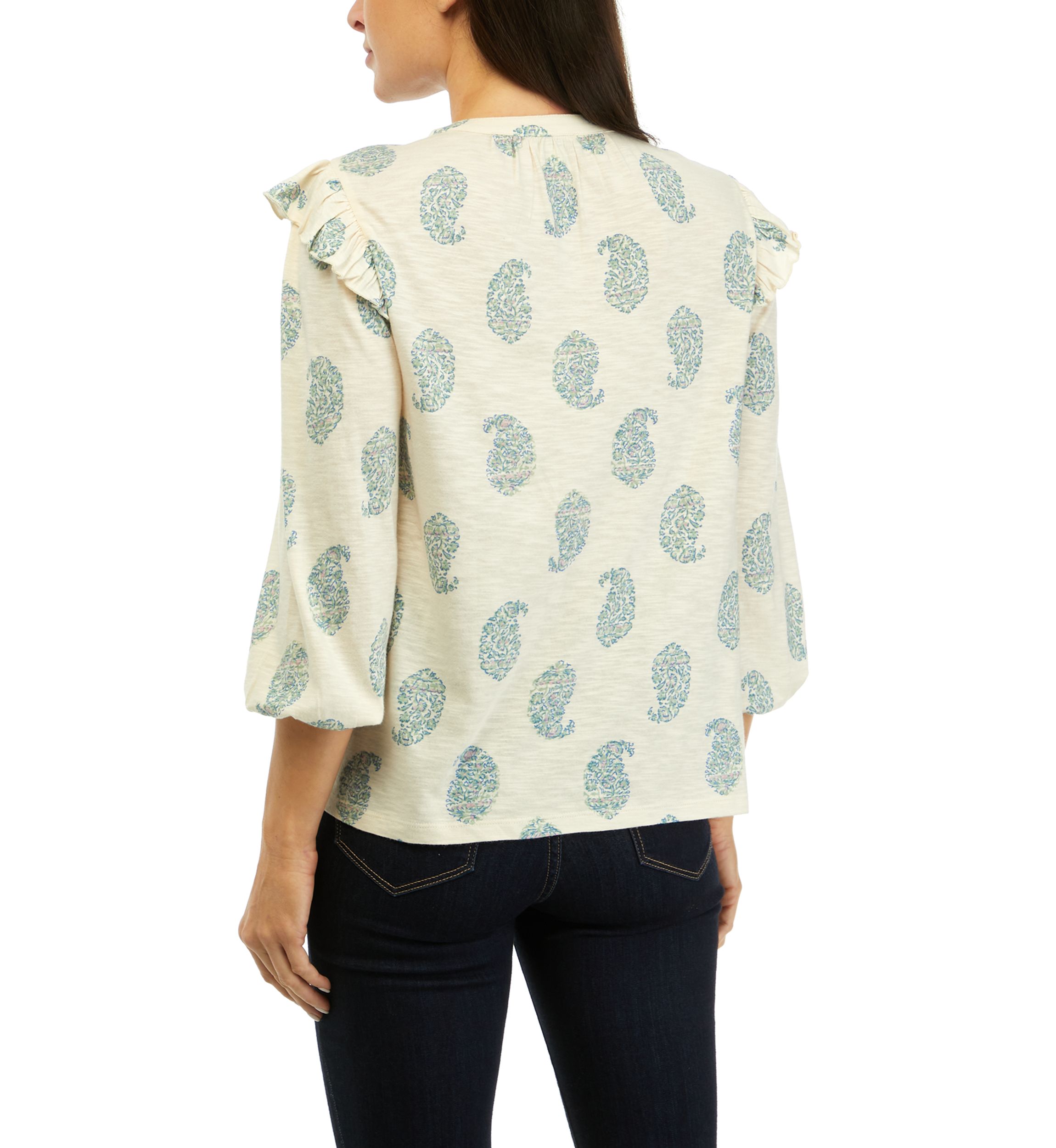Womens Split Neck Printed Top