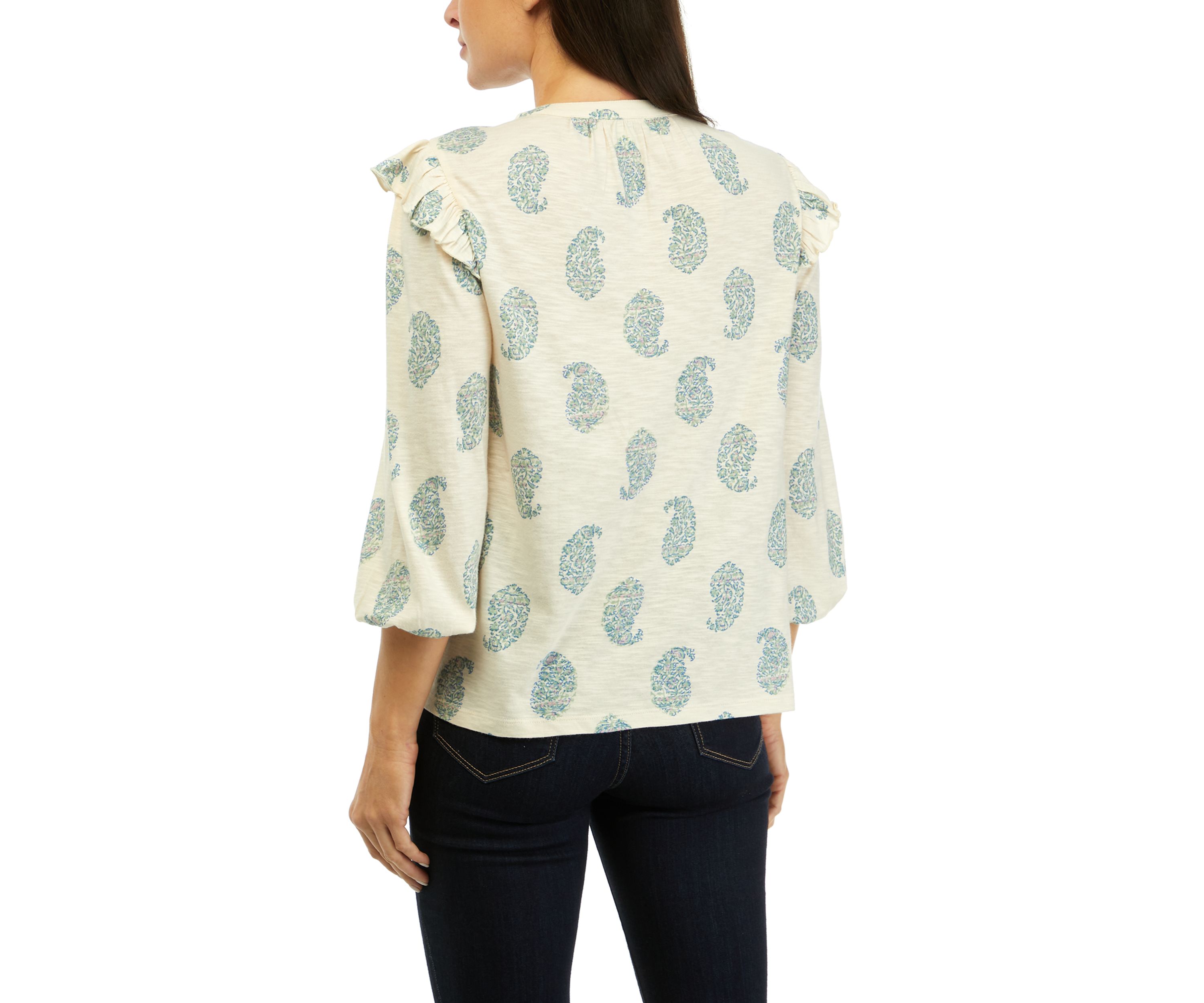 Womens Split Neck Printed Top