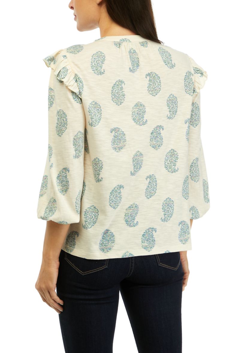 Womens Split Neck Printed Top