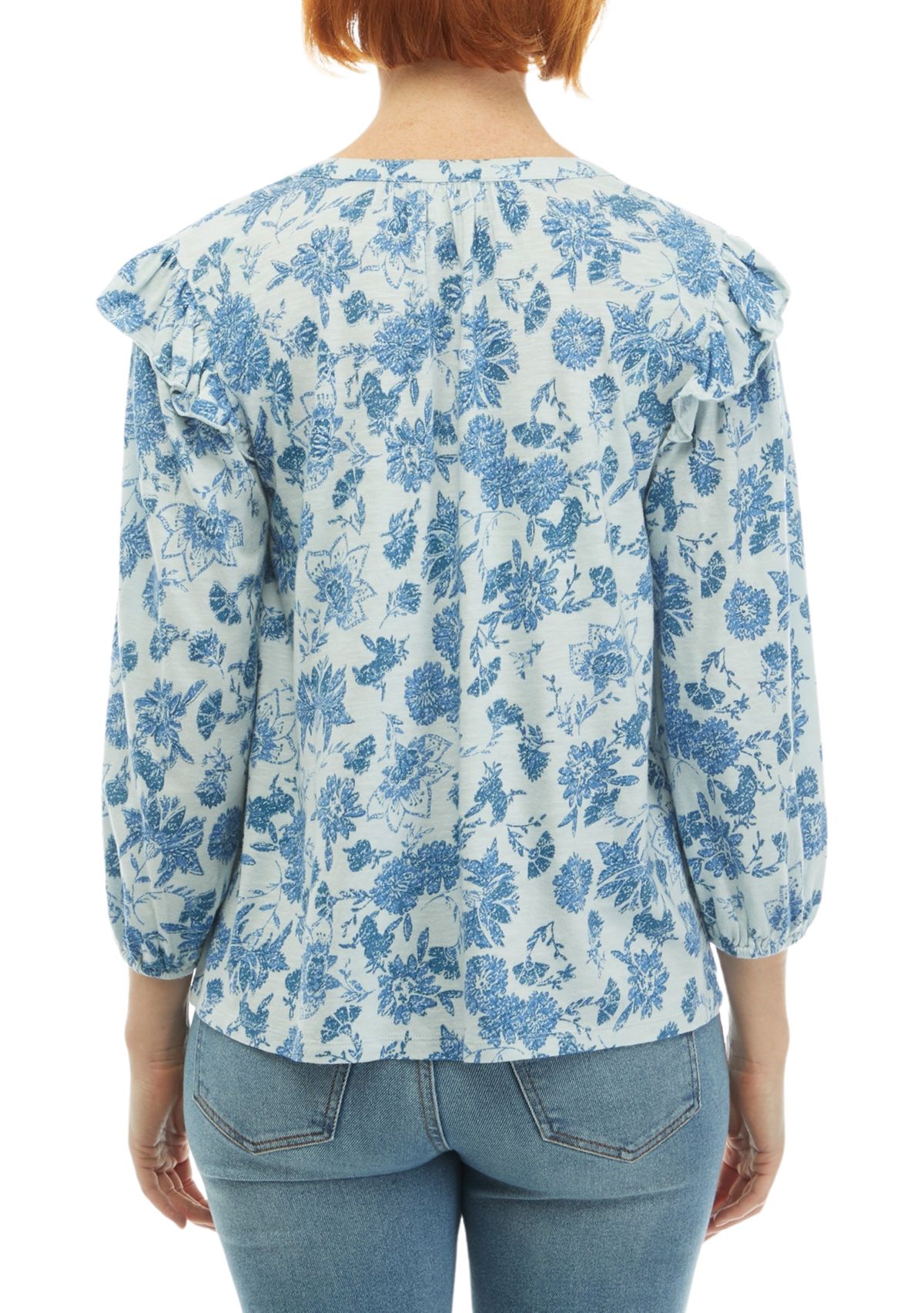 Womens Split Neck Printed Top