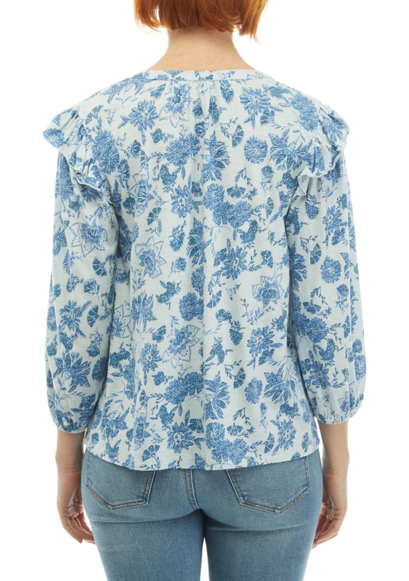 Womens Split Neck Printed Top