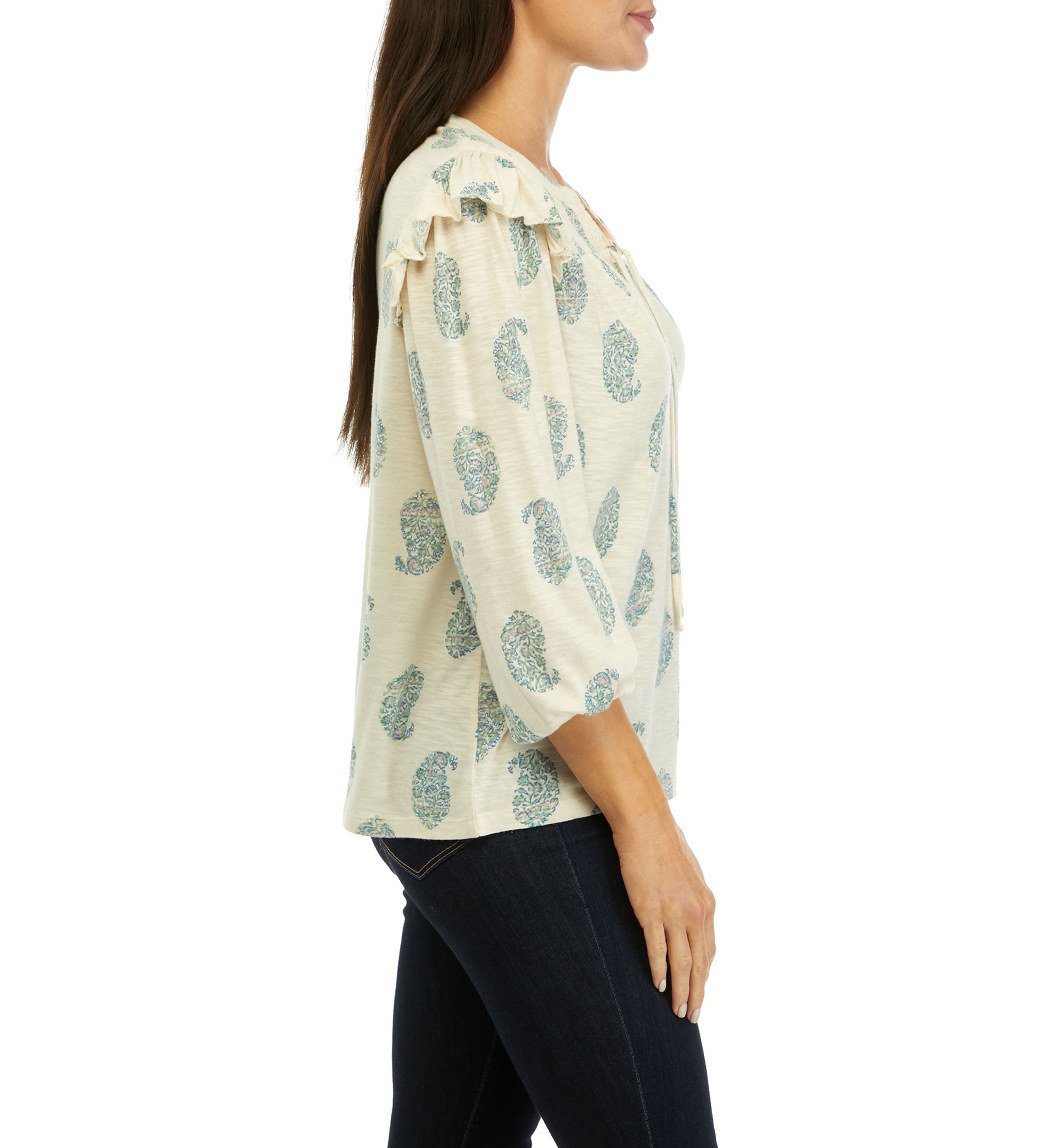 Womens Split Neck Printed Top