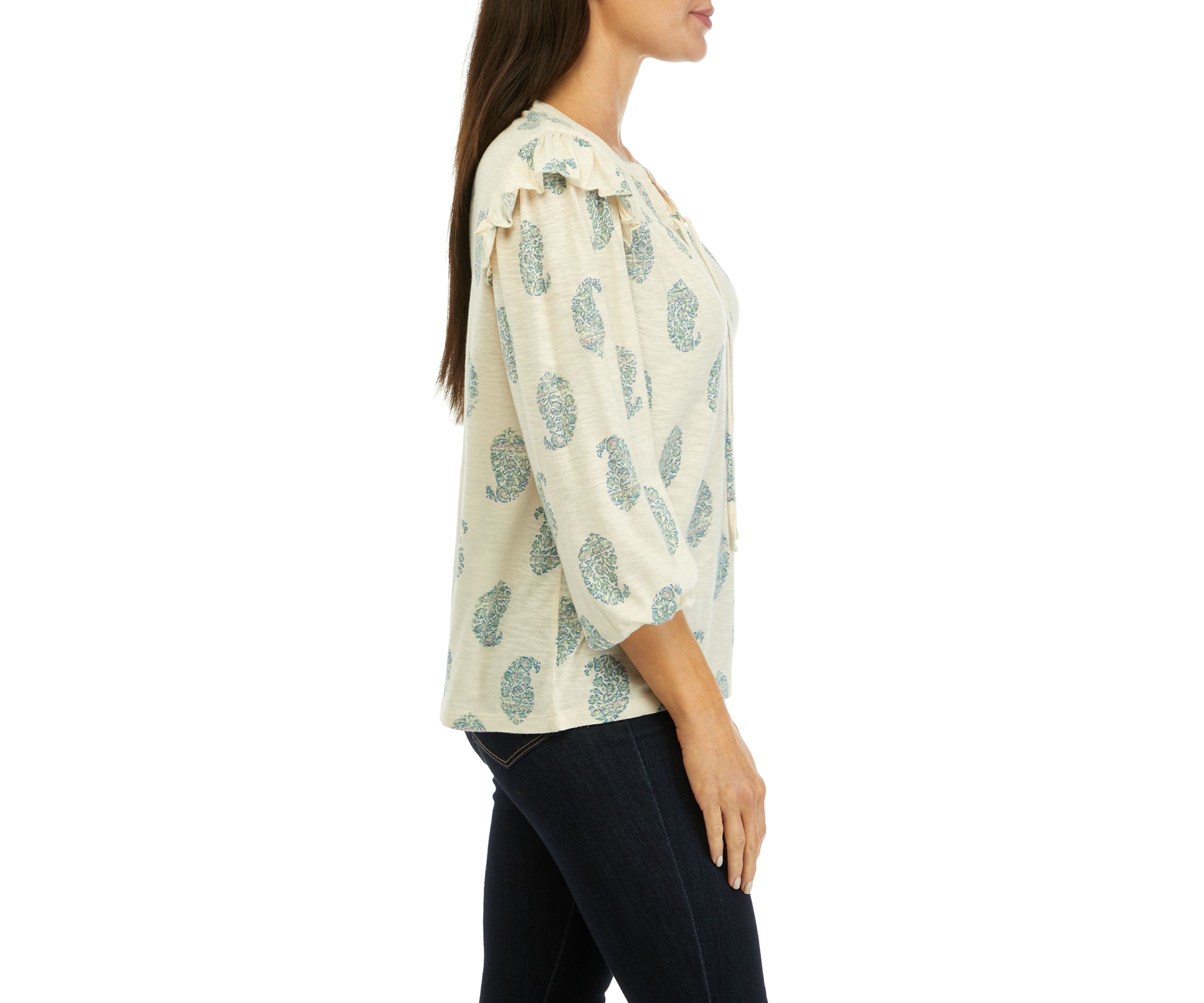 Womens Split Neck Printed Top