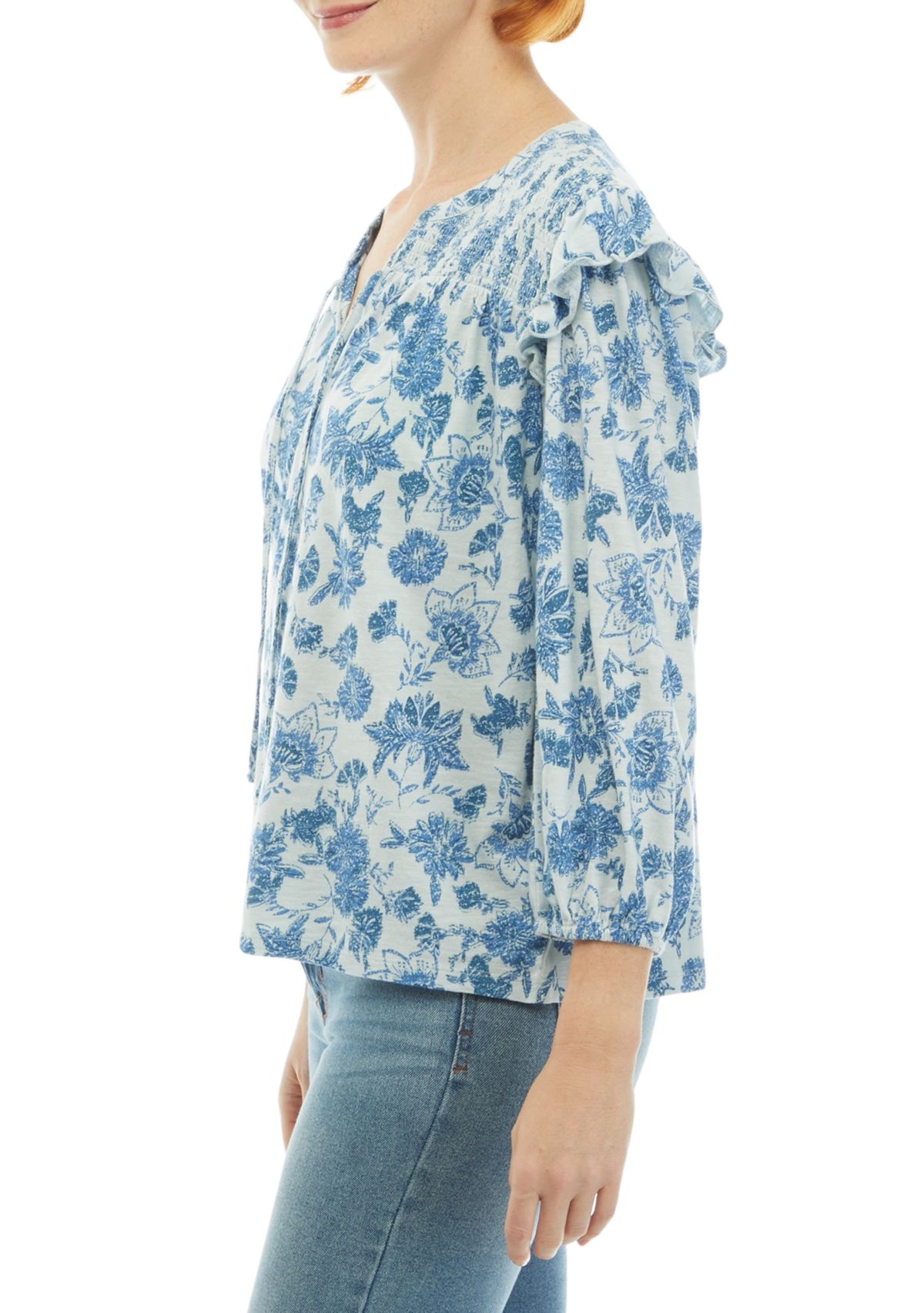 Womens Split Neck Printed Top