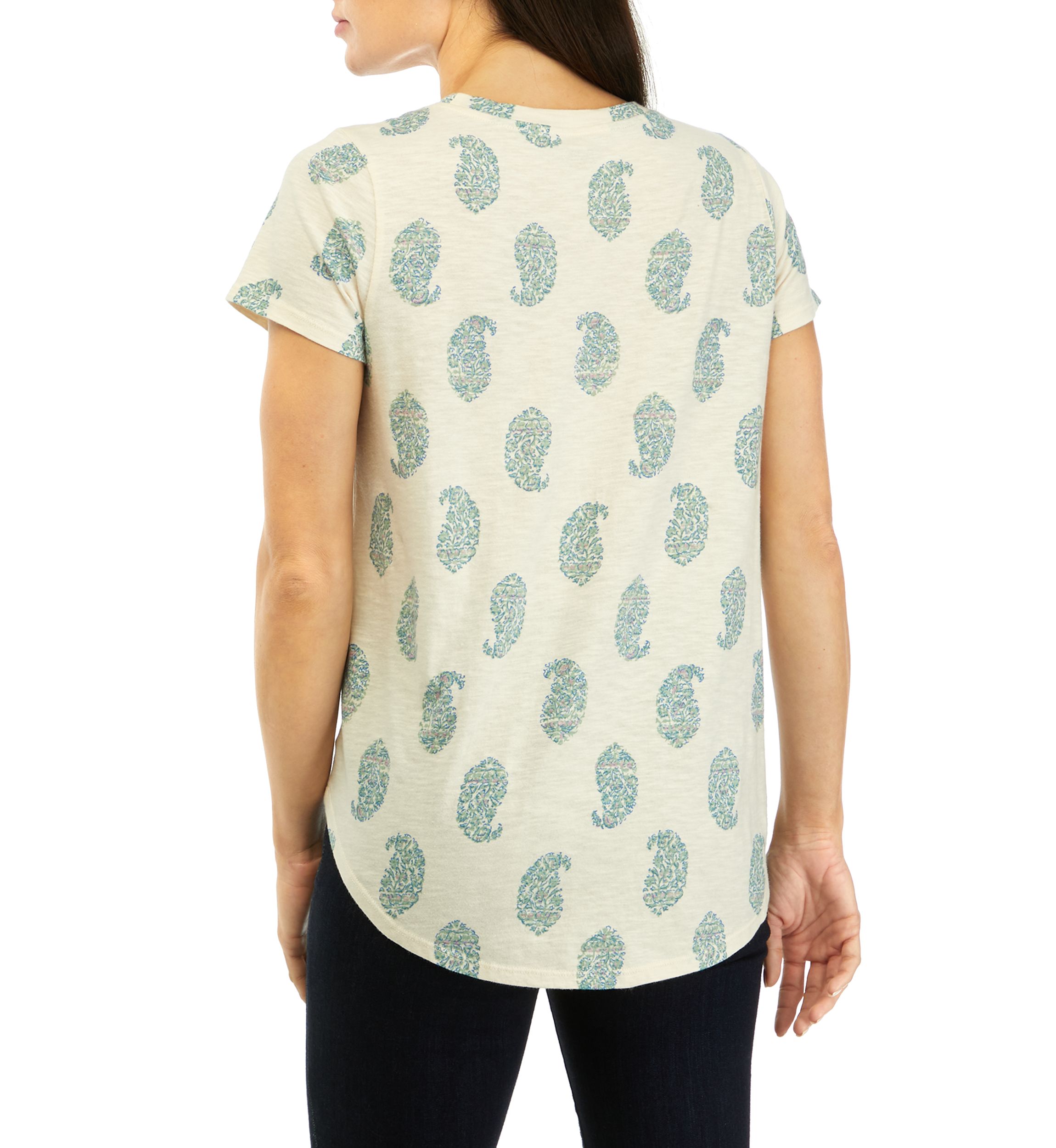 Womens Short Sleeve Printed Crew Neck T-Shirt 