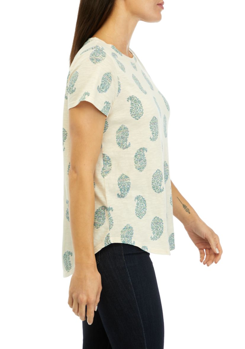 Womens Short Sleeve Printed Crew Neck T-Shirt 
