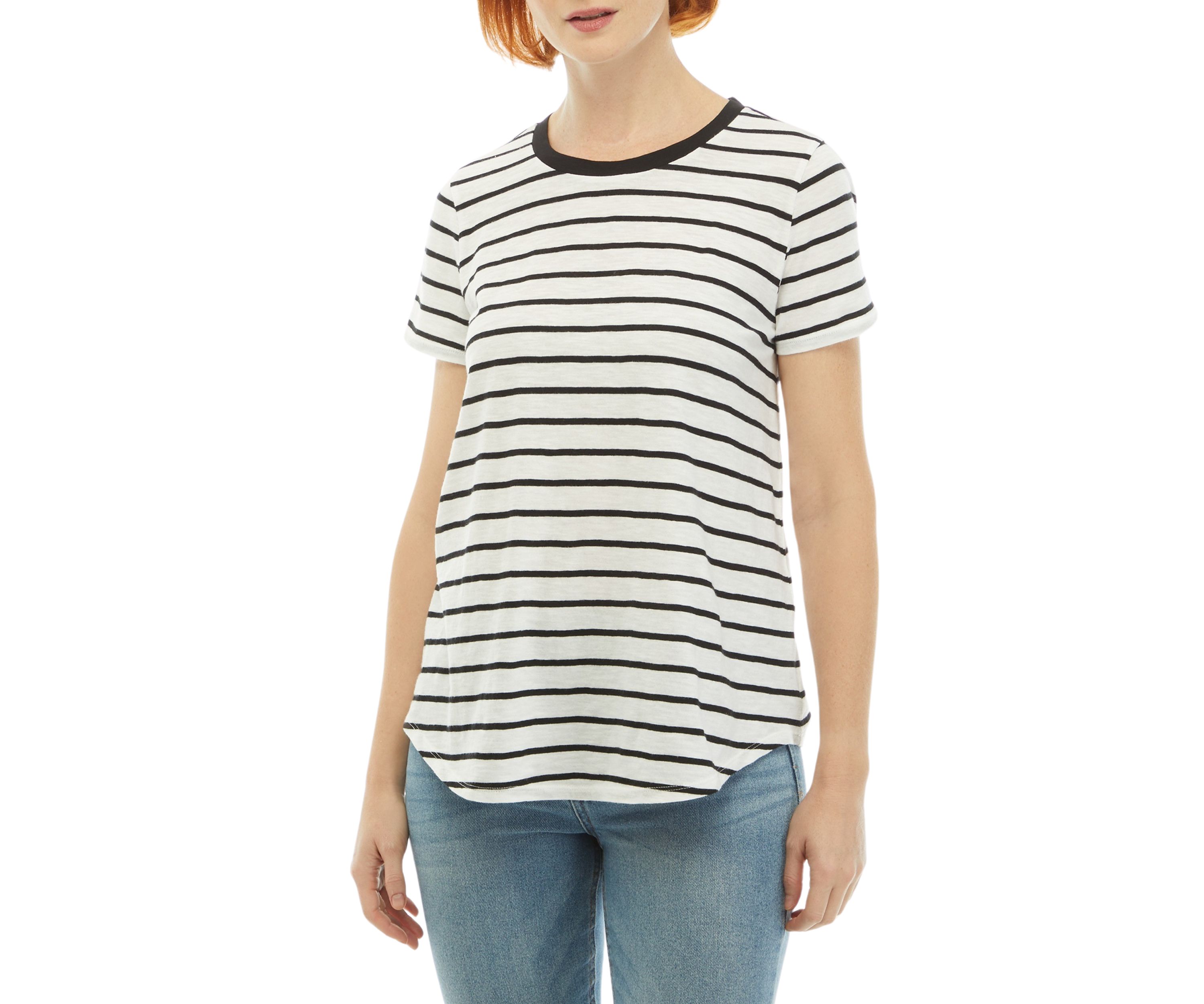 Womens Striped Crew Neck Top