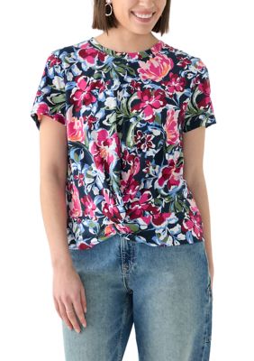 Wonderly Women's Short Sleeve Twist Front T-Shirt, 2XL