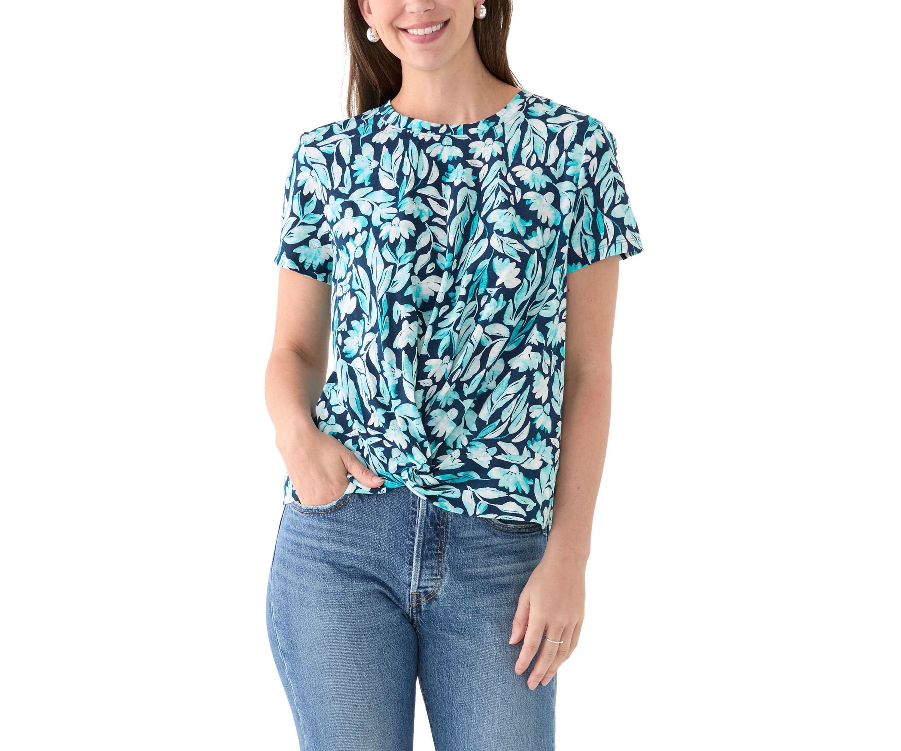 Womens Short Sleeve Twist Front T-Shirt
