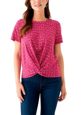 Wonderly Women's Short Sleeve Twist Front T-Shirt, 2XL