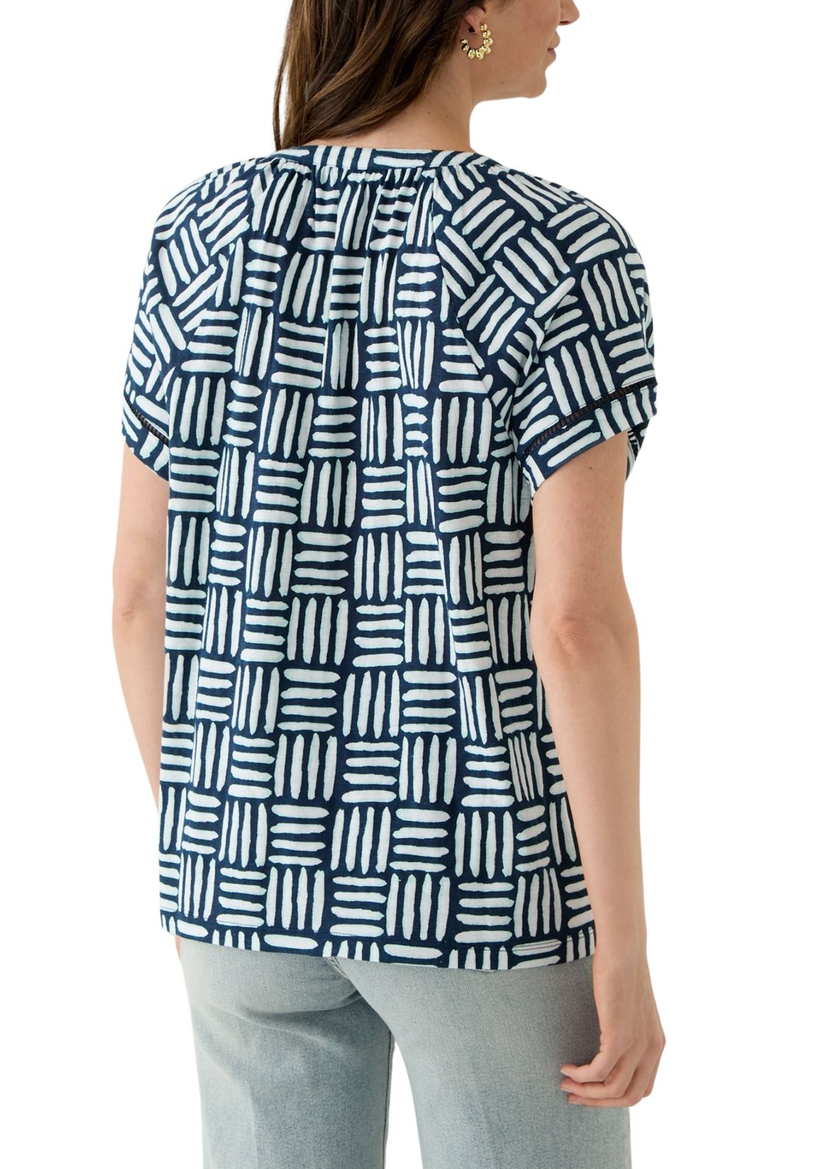 Womens Split Neck Printed T-Shirt