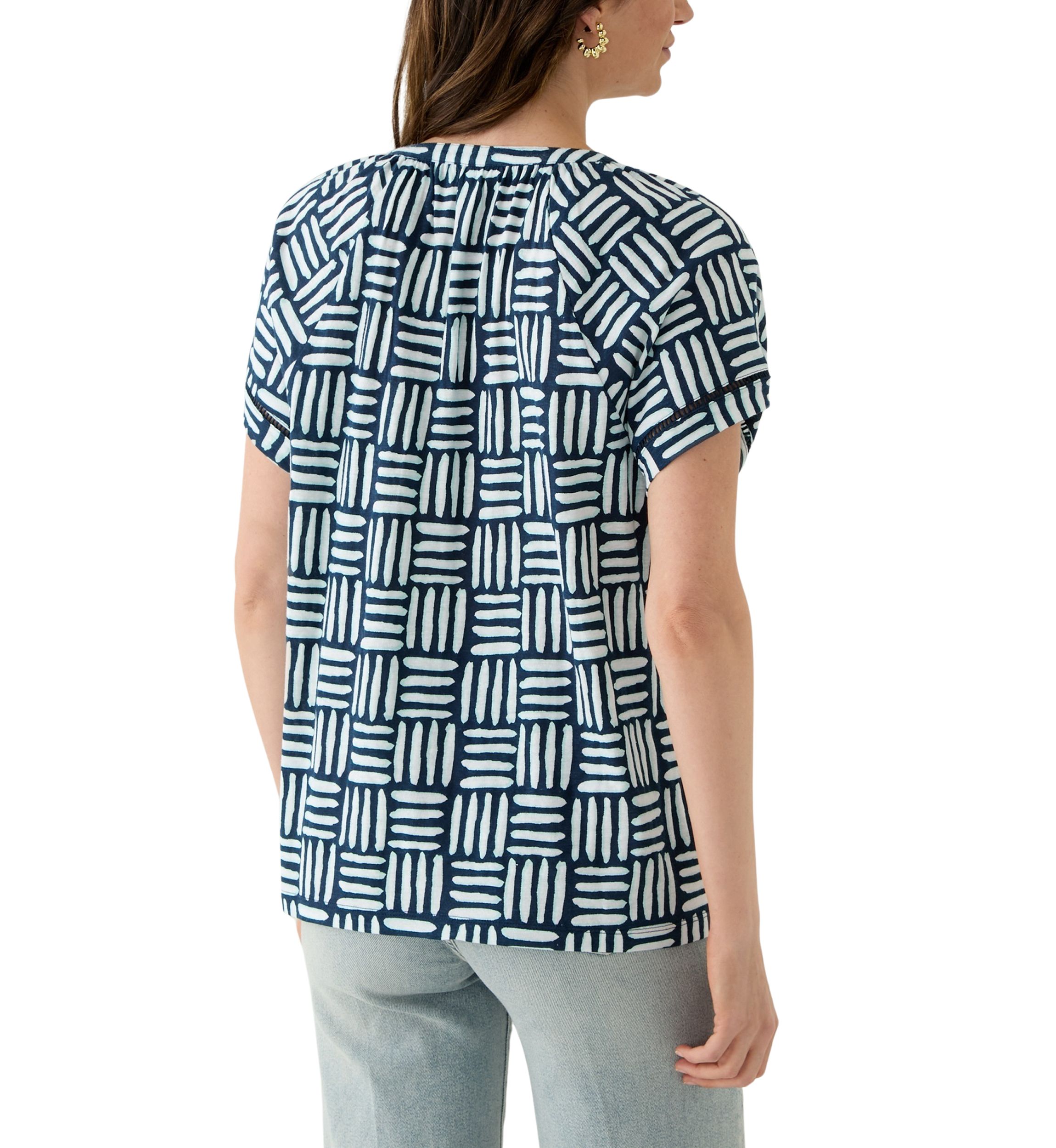 Womens Split Neck Printed T-Shirt