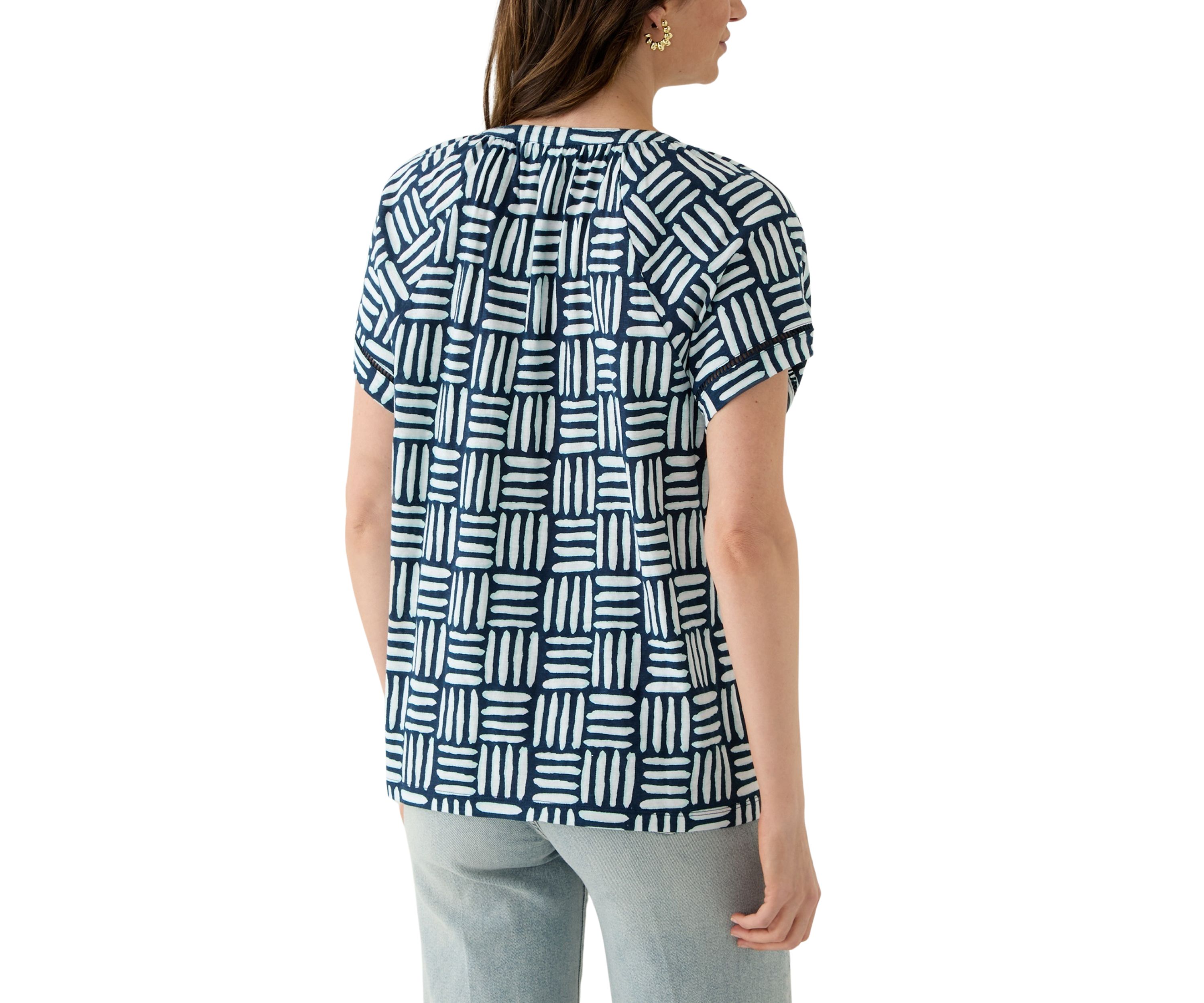 Womens Split Neck Printed T-Shirt