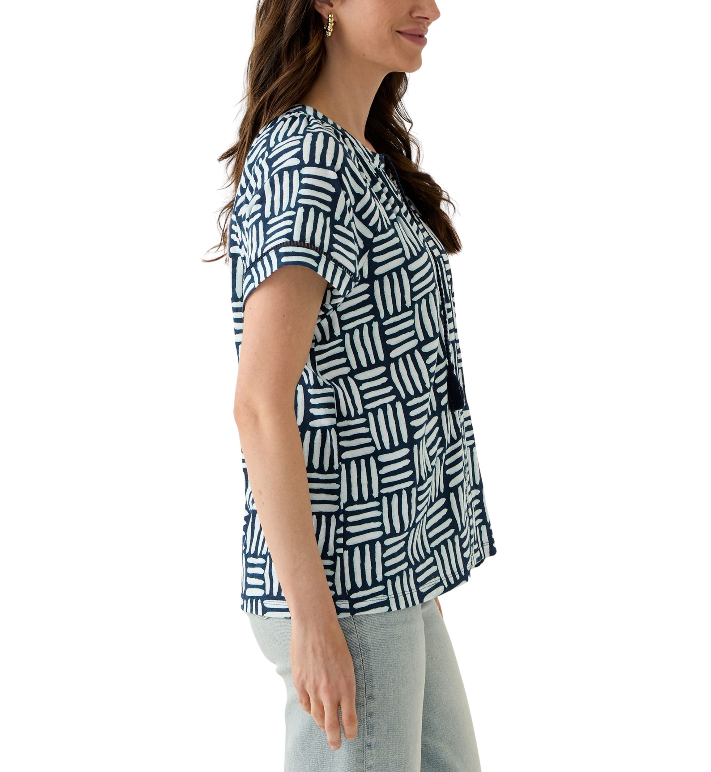 Womens Split Neck Printed T-Shirt