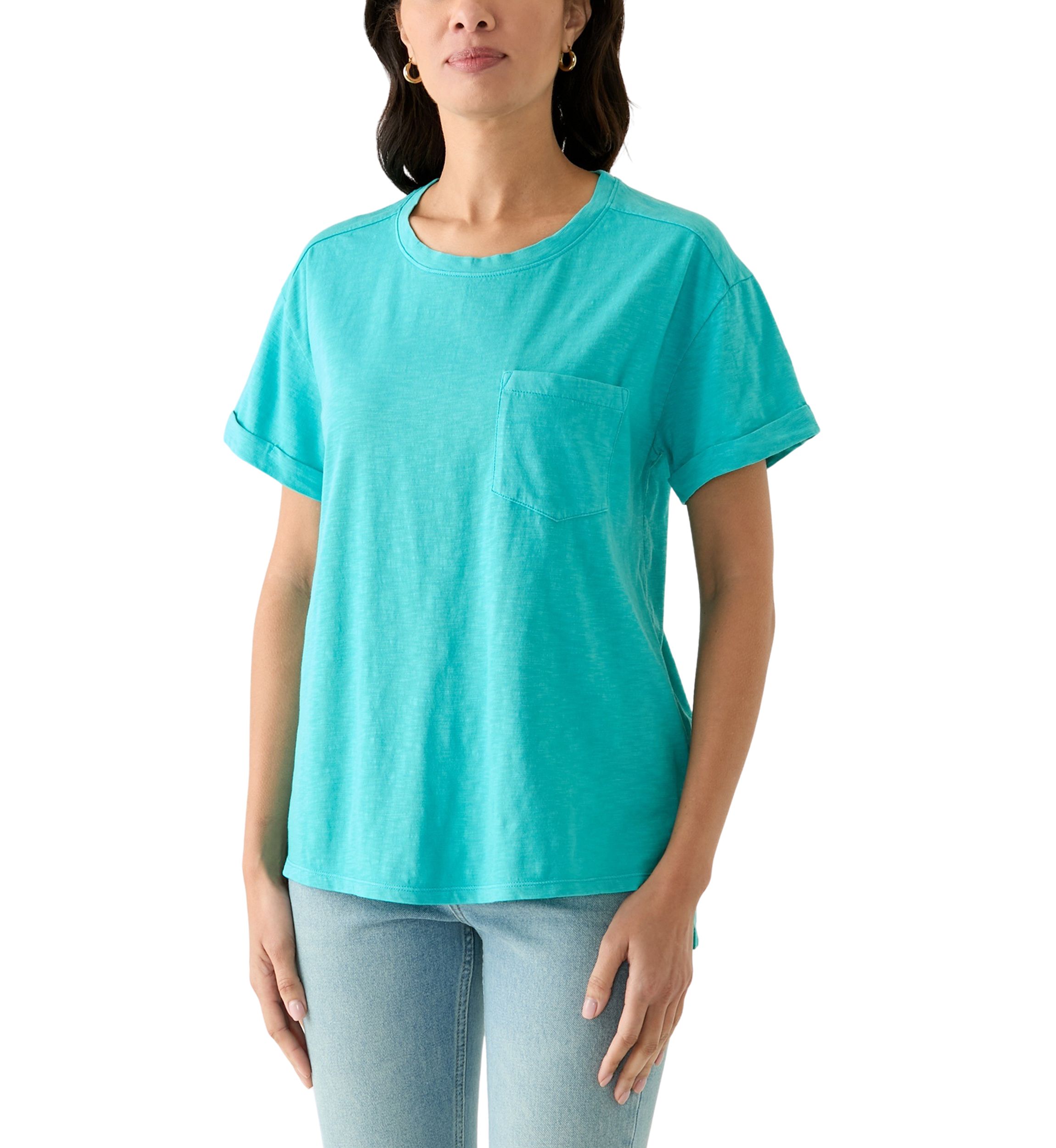 Womens Boyfriend Pocket Solid T-Shirt