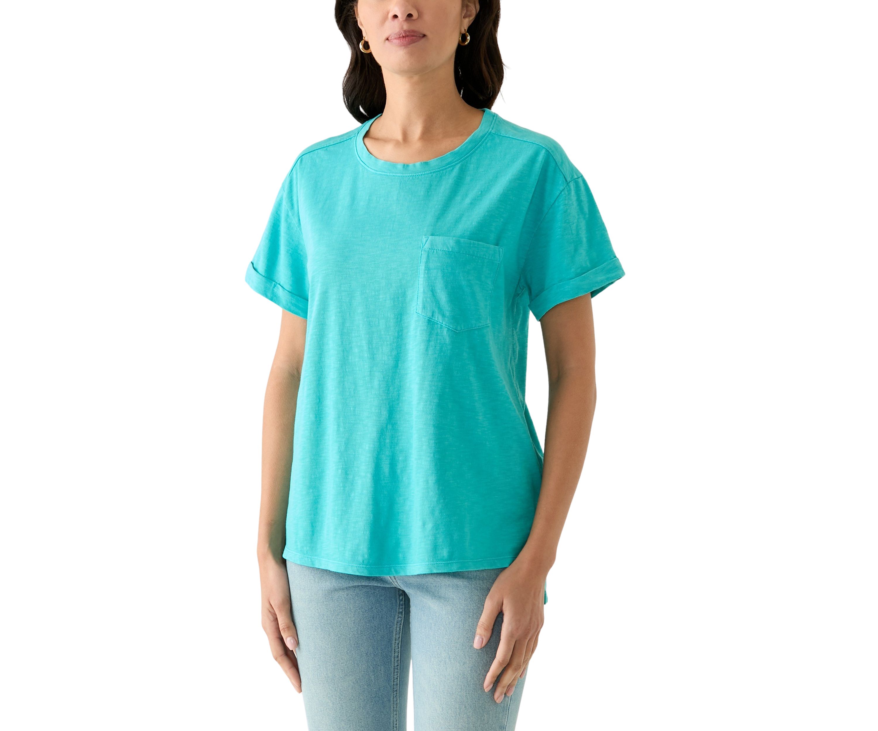 Womens Boyfriend Pocket Solid T-Shirt