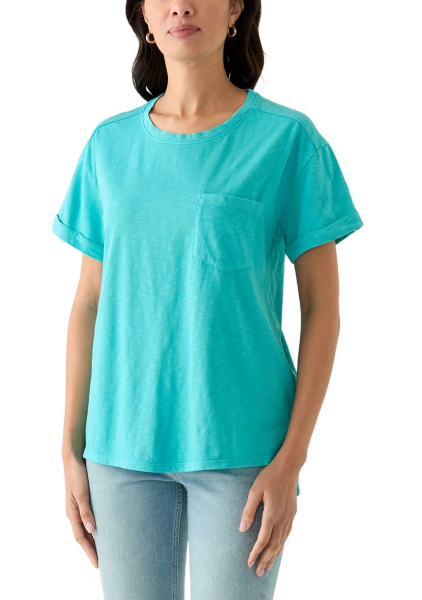 Womens Boyfriend Pocket Solid T-Shirt