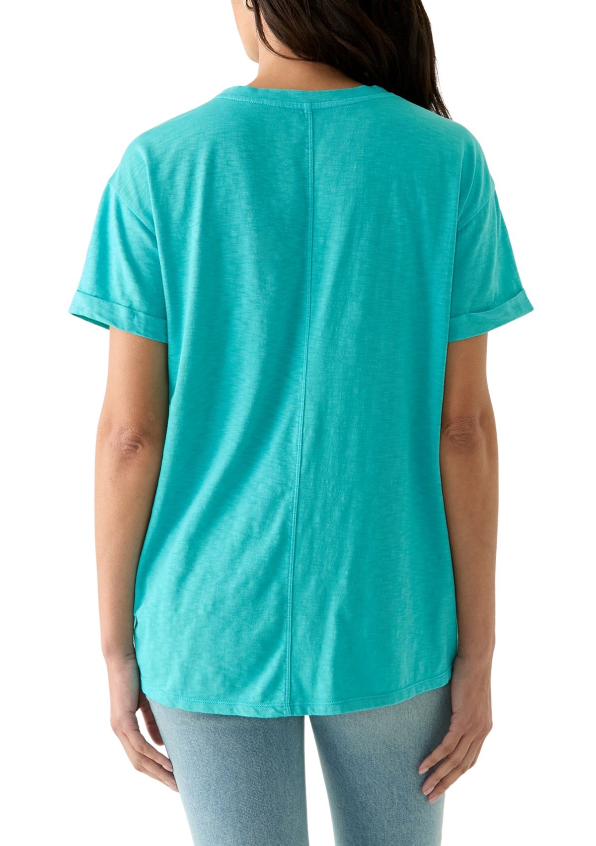 Womens Boyfriend Pocket Solid T-Shirt