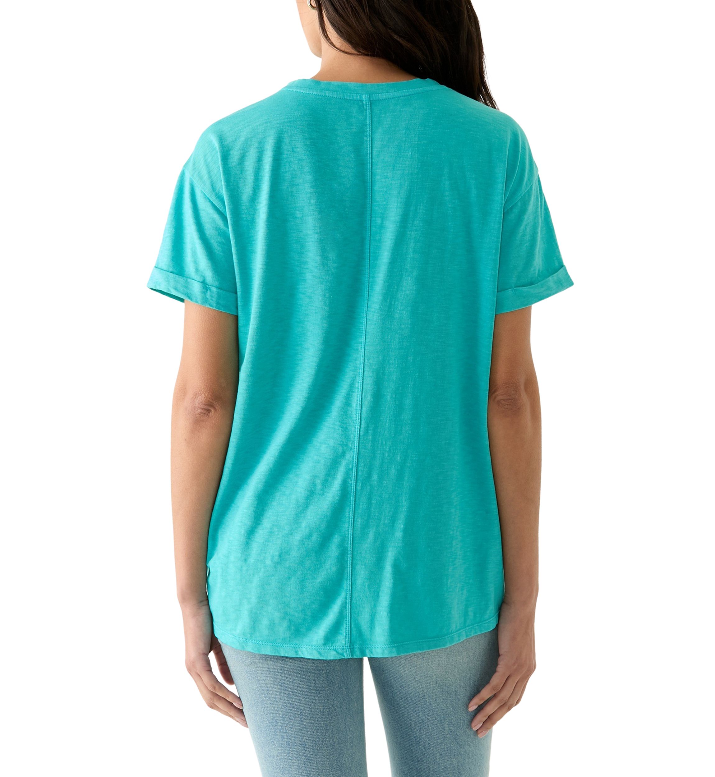 Womens Boyfriend Pocket Solid T-Shirt