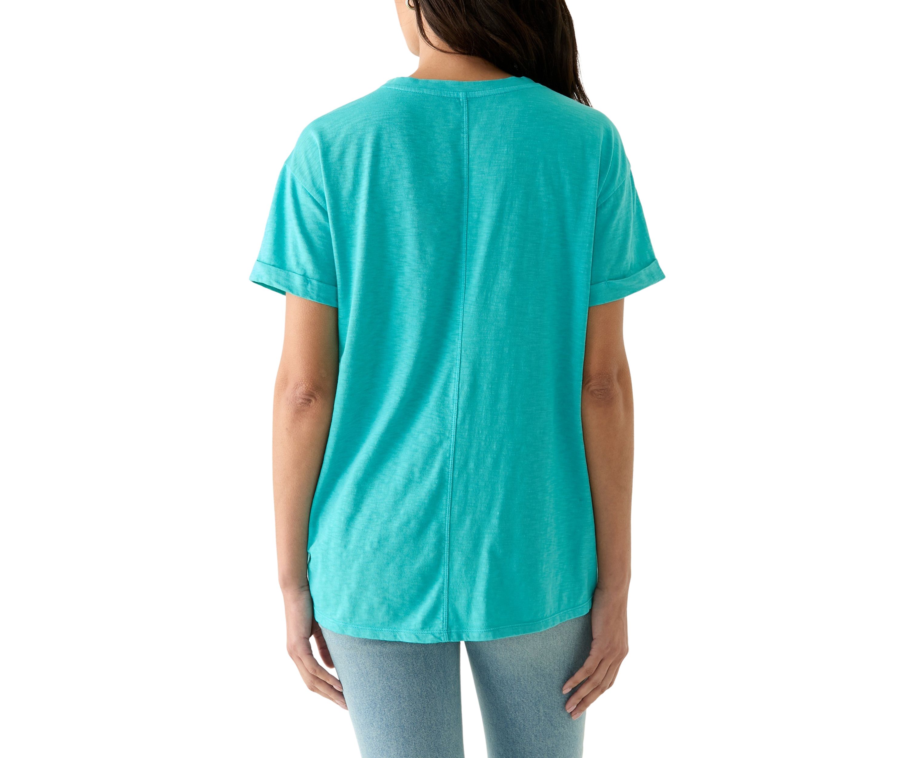 Womens Boyfriend Pocket Solid T-Shirt