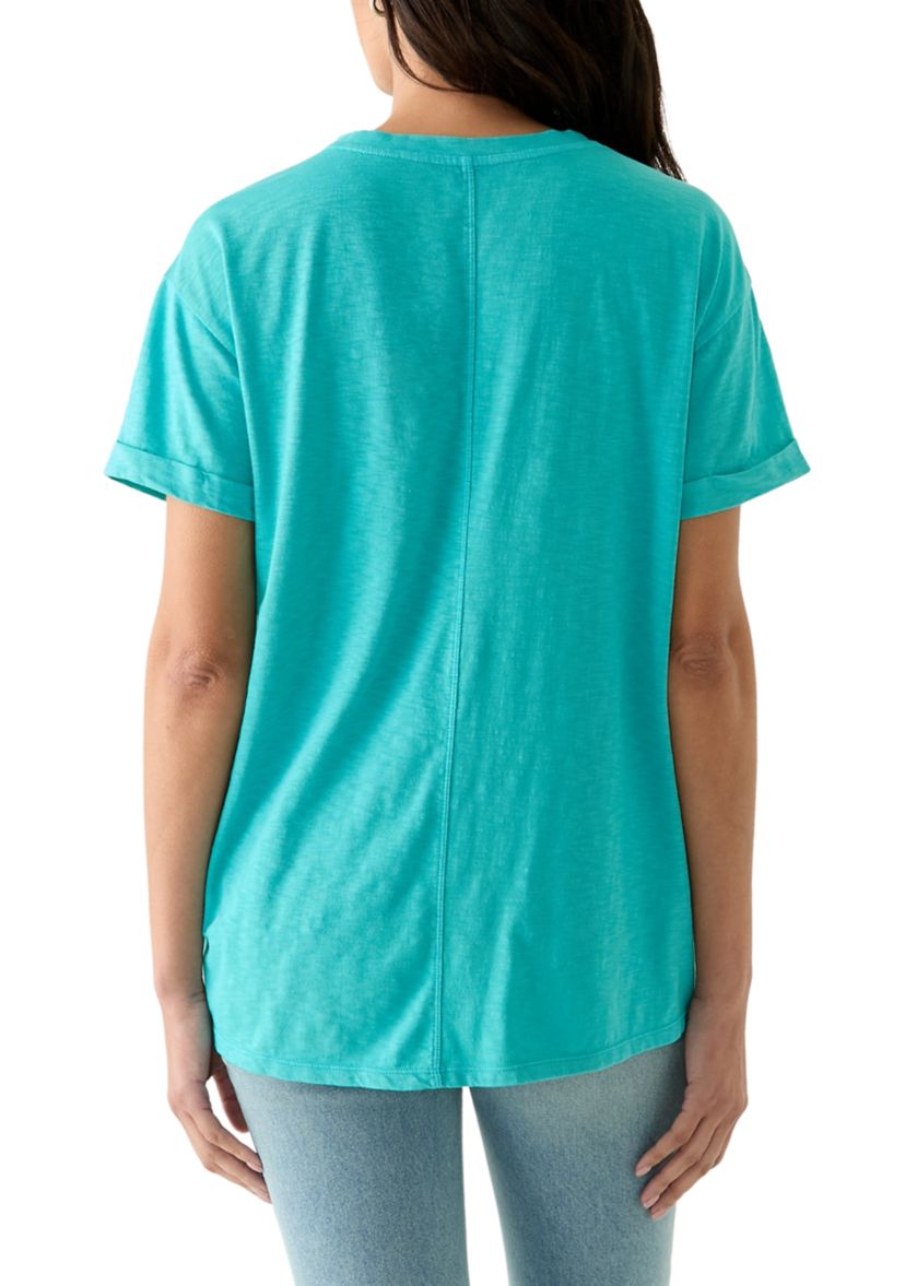 Womens Boyfriend Pocket Solid T-Shirt