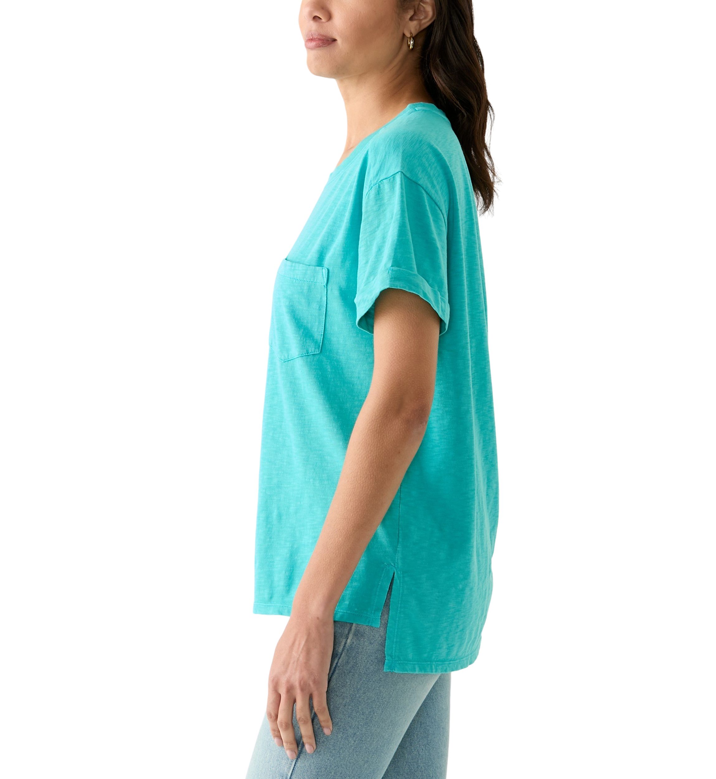 Womens Boyfriend Pocket Solid T-Shirt