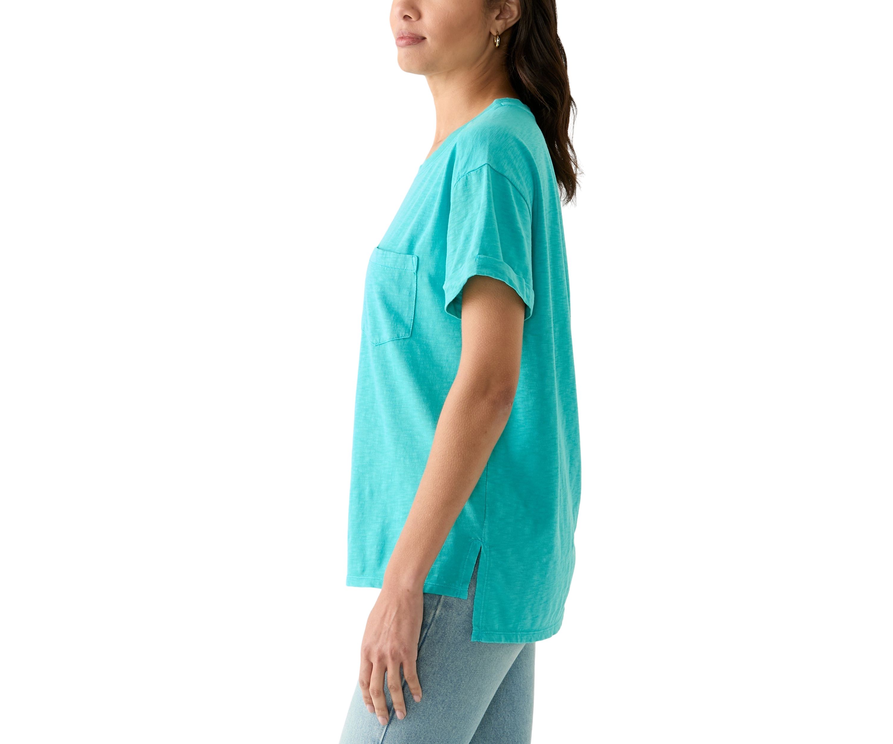 Womens Boyfriend Pocket Solid T-Shirt