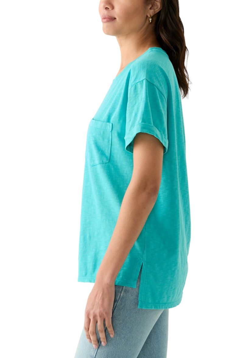 Womens Boyfriend Pocket Solid T-Shirt