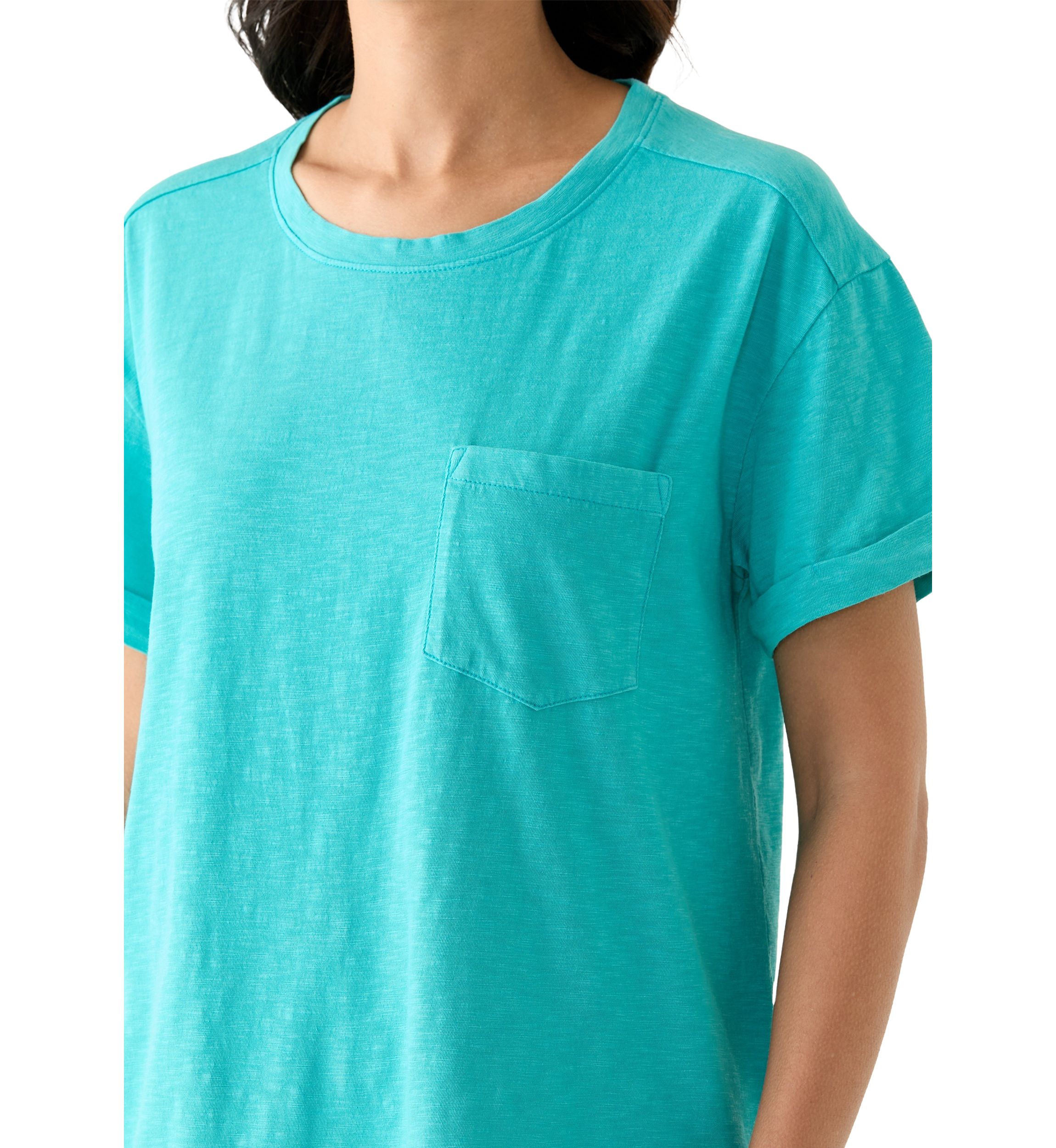 Womens Boyfriend Pocket Solid T-Shirt