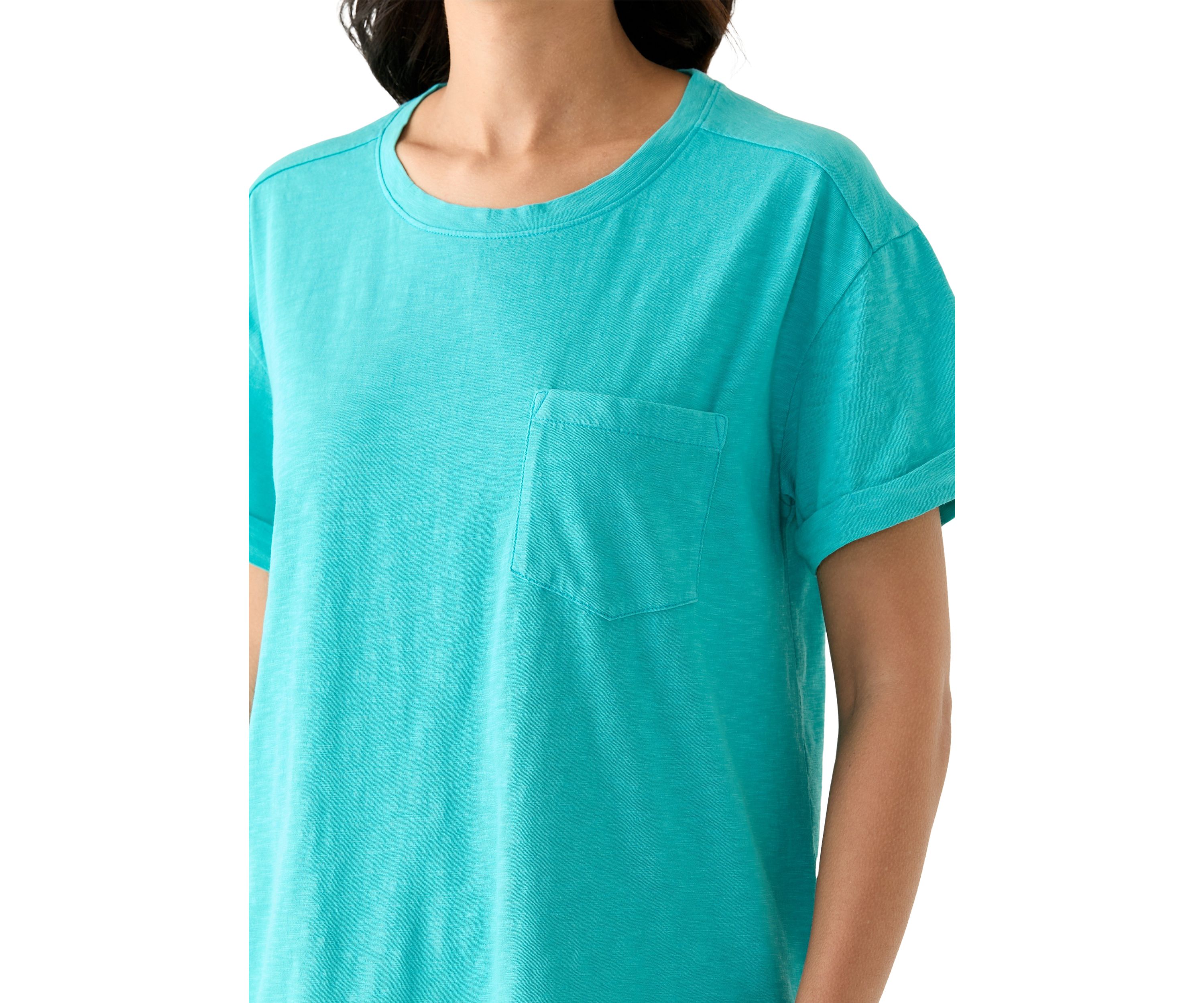 Womens Boyfriend Pocket Solid T-Shirt
