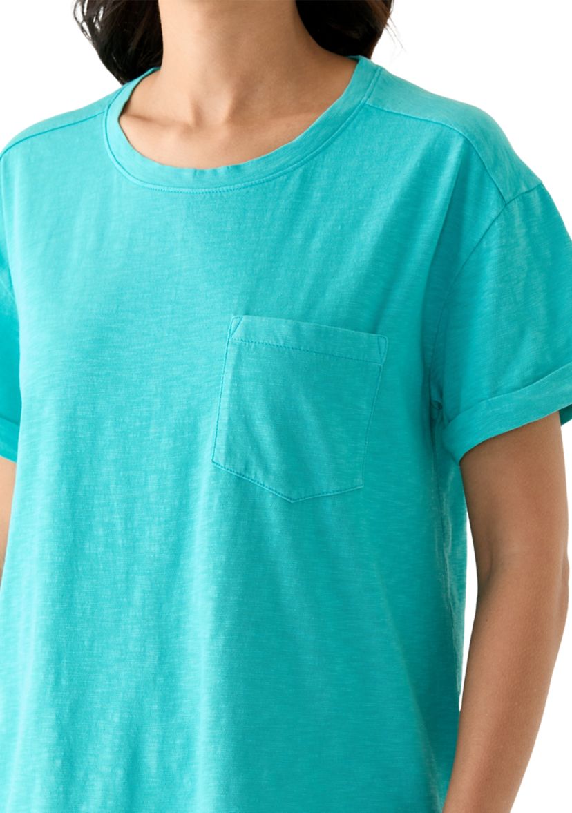 Womens Boyfriend Pocket Solid T-Shirt