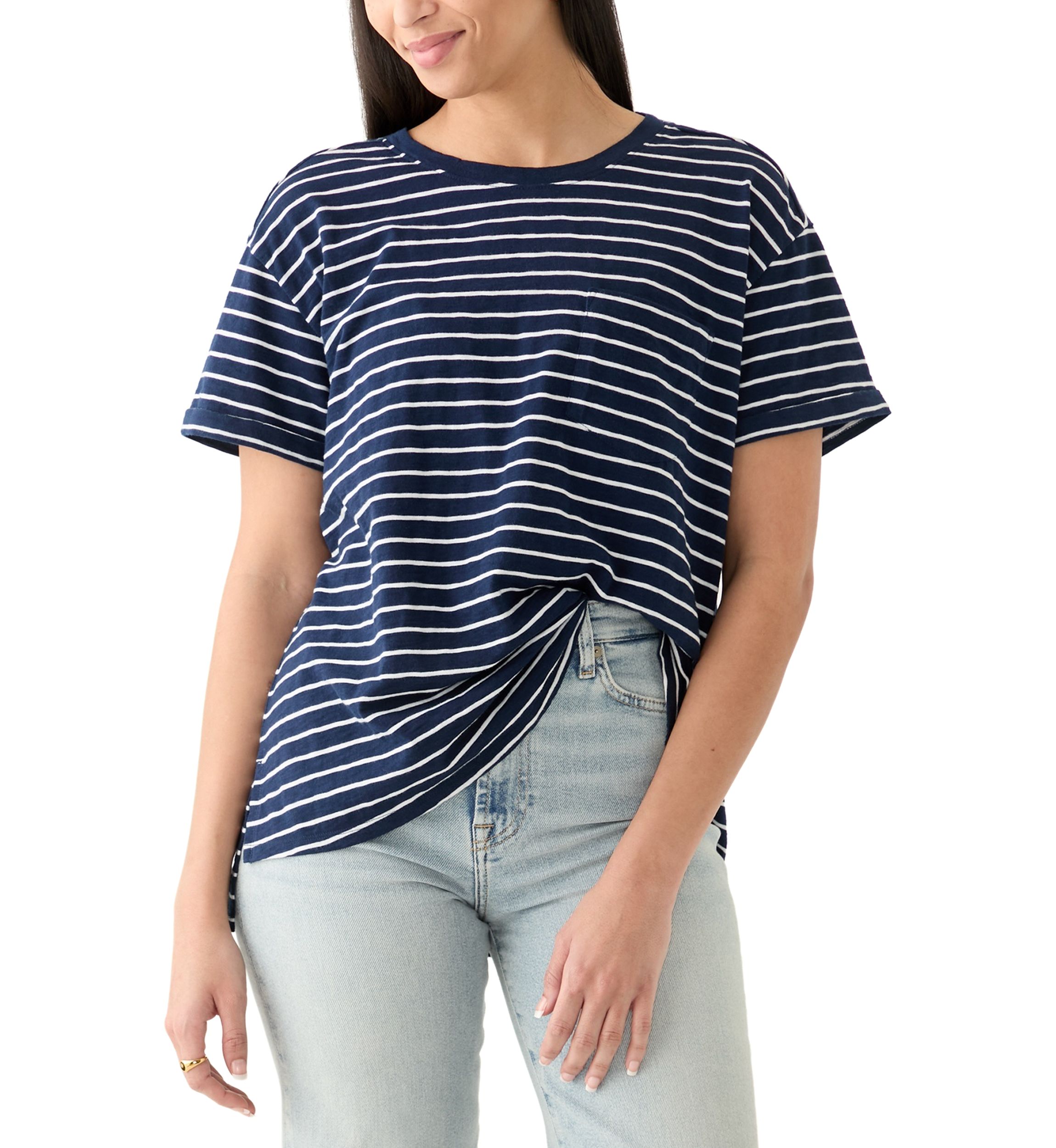Womens Yarn Dyed Boyfriend T-Shirt
