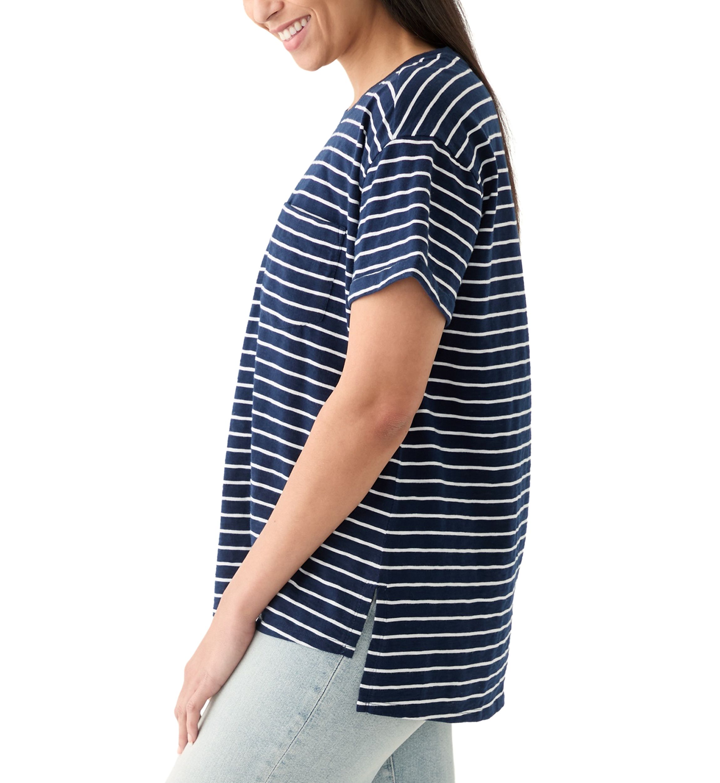 Womens Yarn Dyed Boyfriend T-Shirt