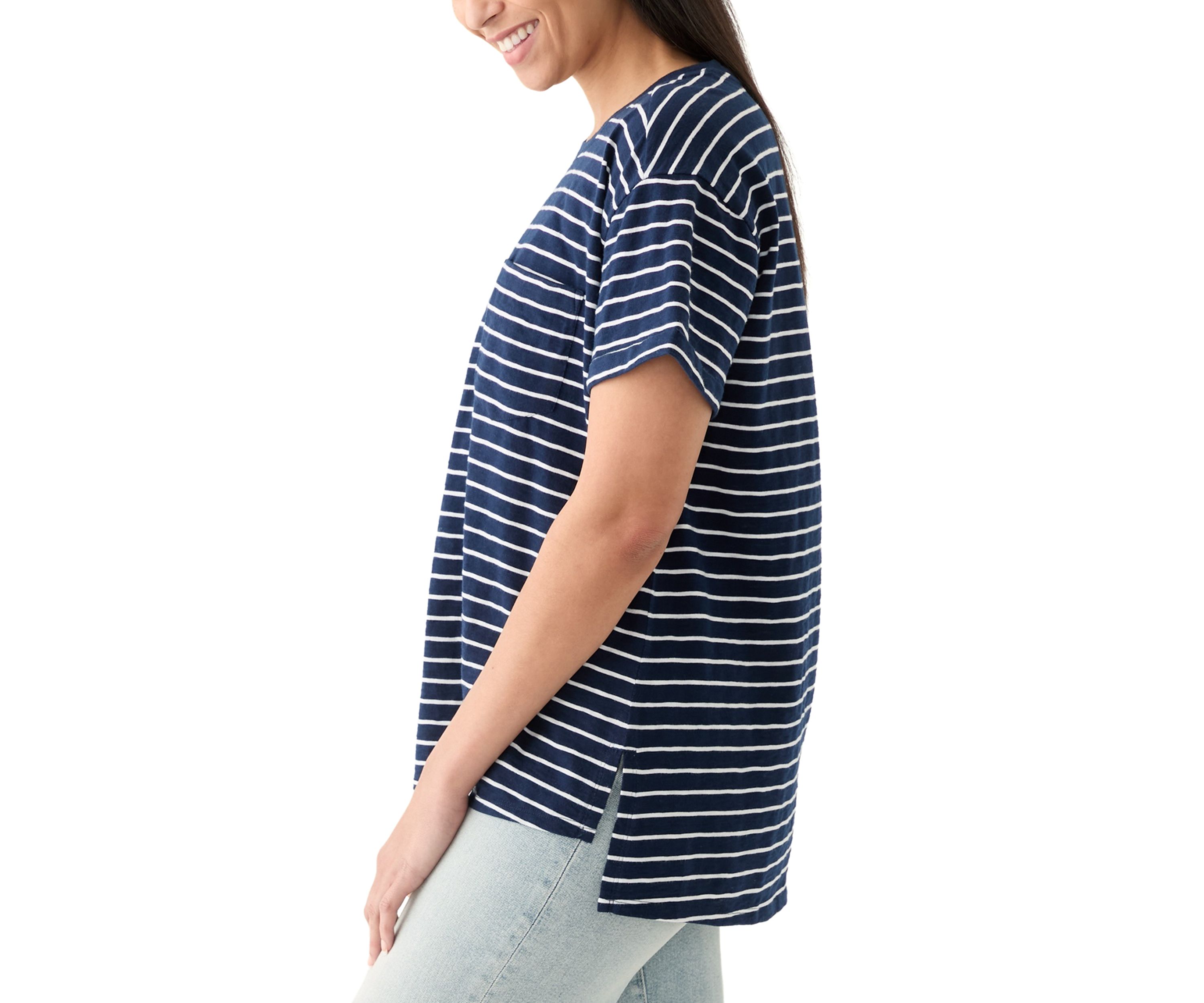 Womens Yarn Dyed Boyfriend T-Shirt