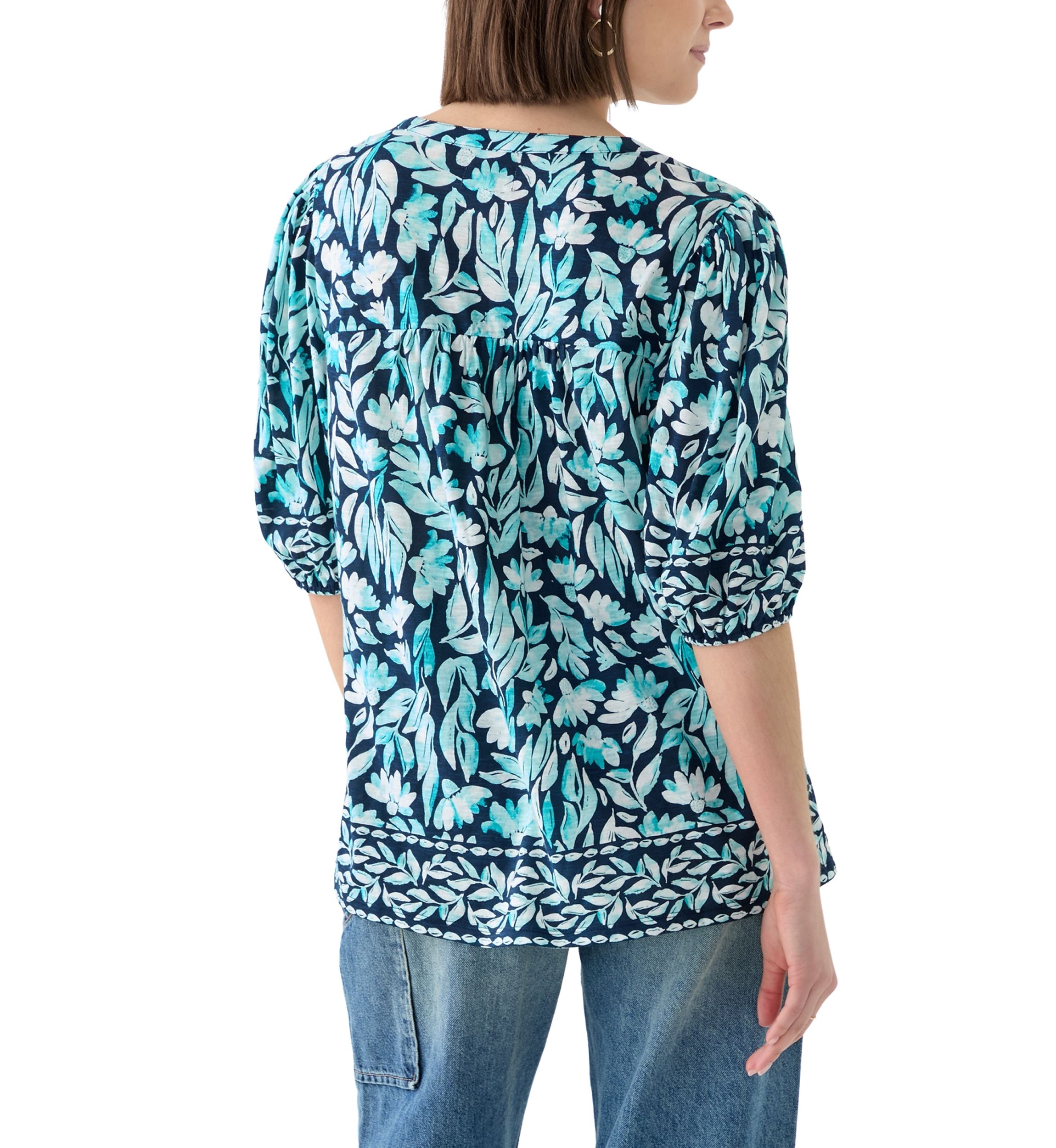 Womens Elbow Sleeve Printed Top 