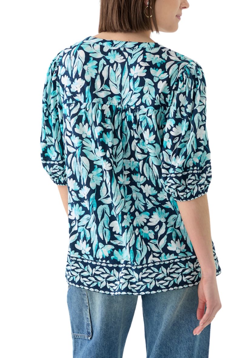 Womens Elbow Sleeve Printed Top 