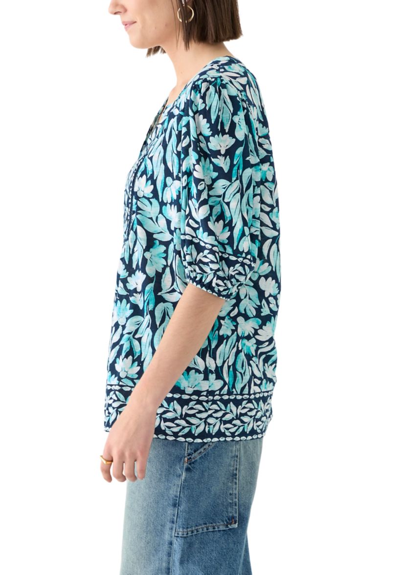 Womens Elbow Sleeve Printed Top 