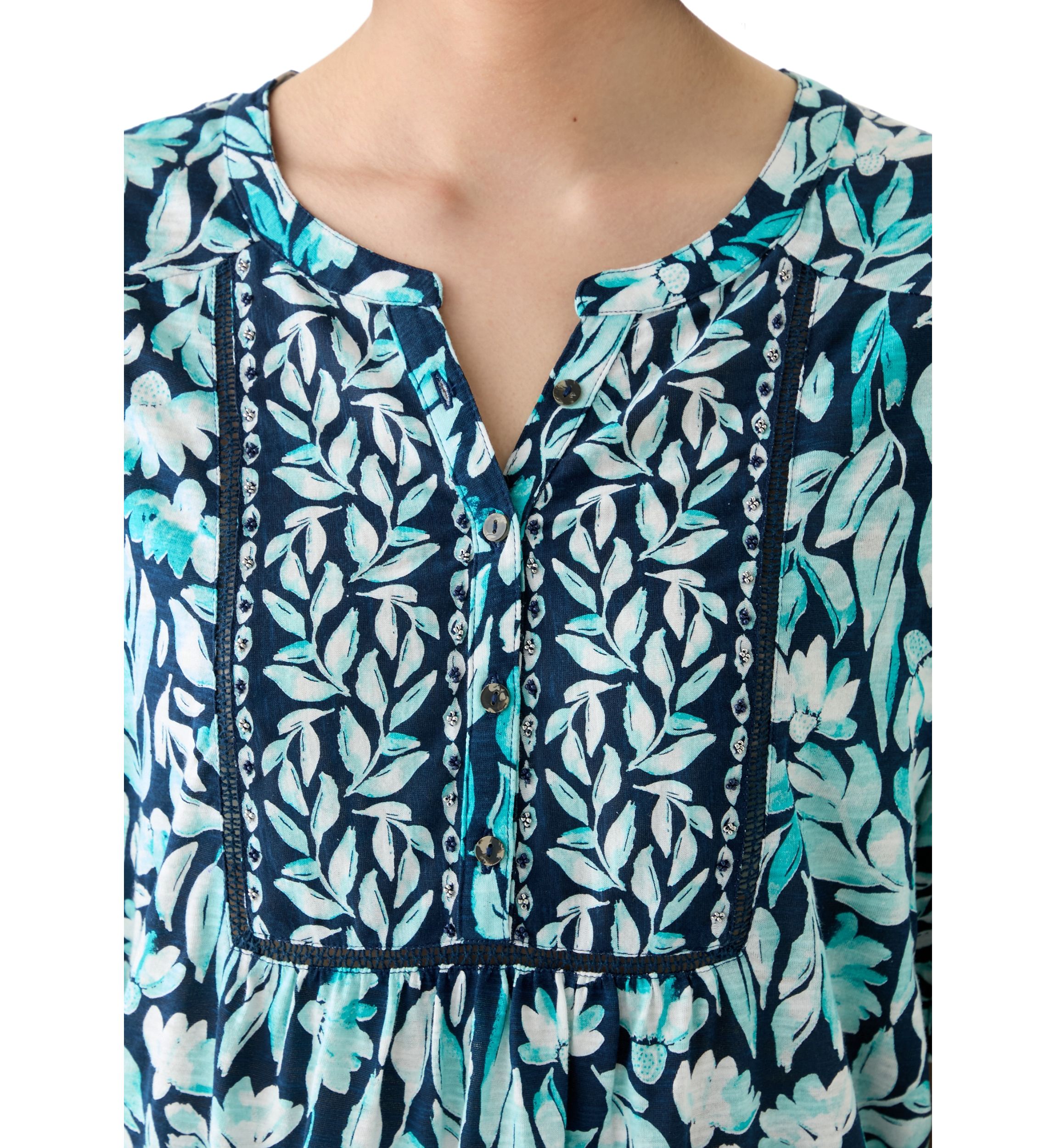 Womens Elbow Sleeve Printed Top 