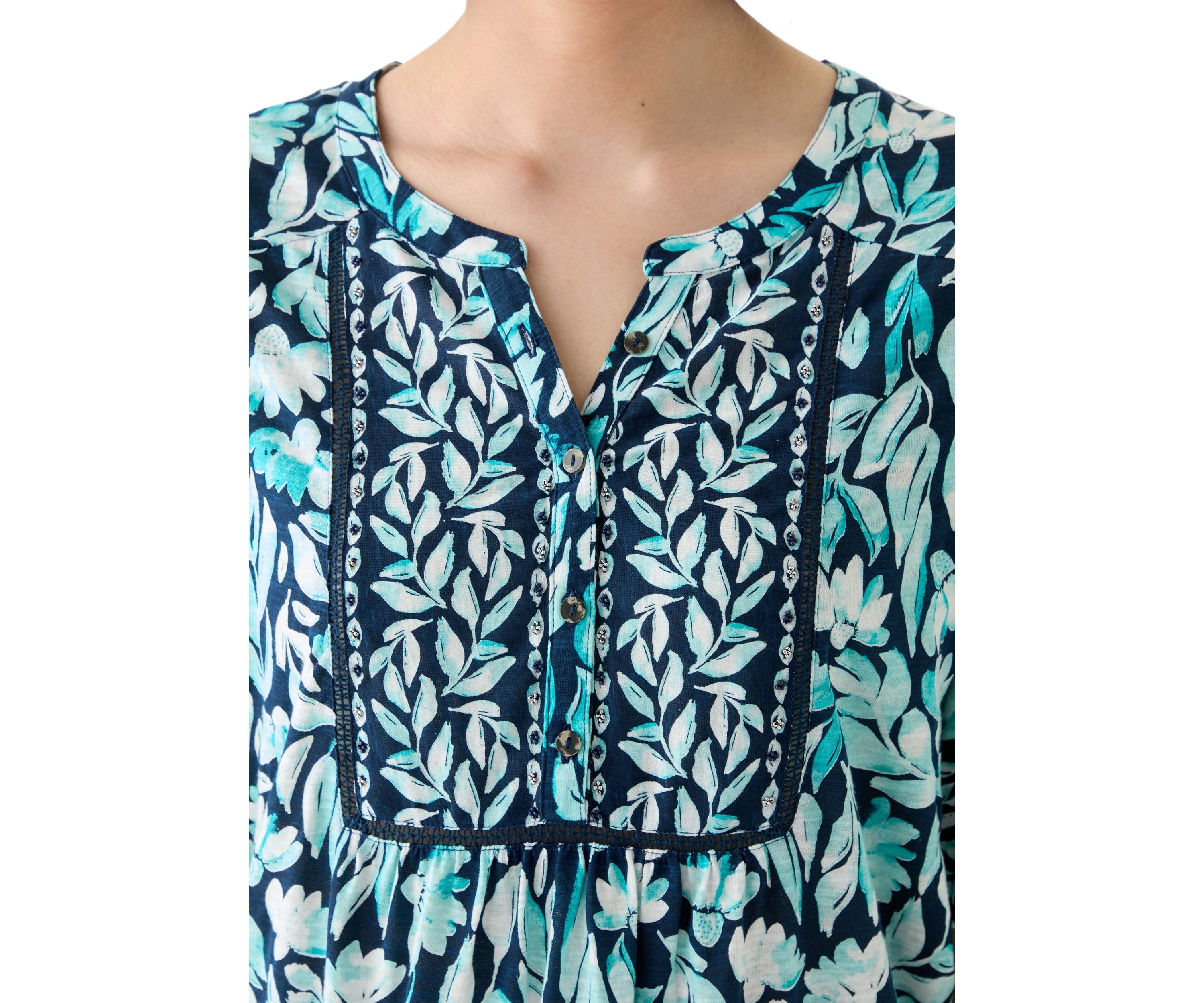 Womens Elbow Sleeve Printed Top 