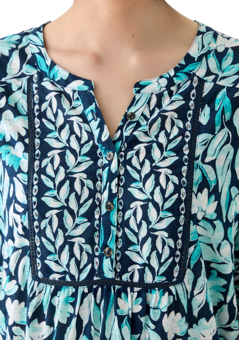 Womens Elbow Sleeve Printed Top 