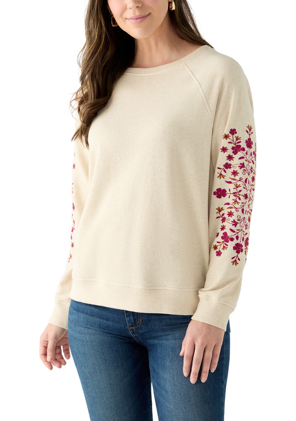 Womens Long Sleeve Embroidered Sweatshirt