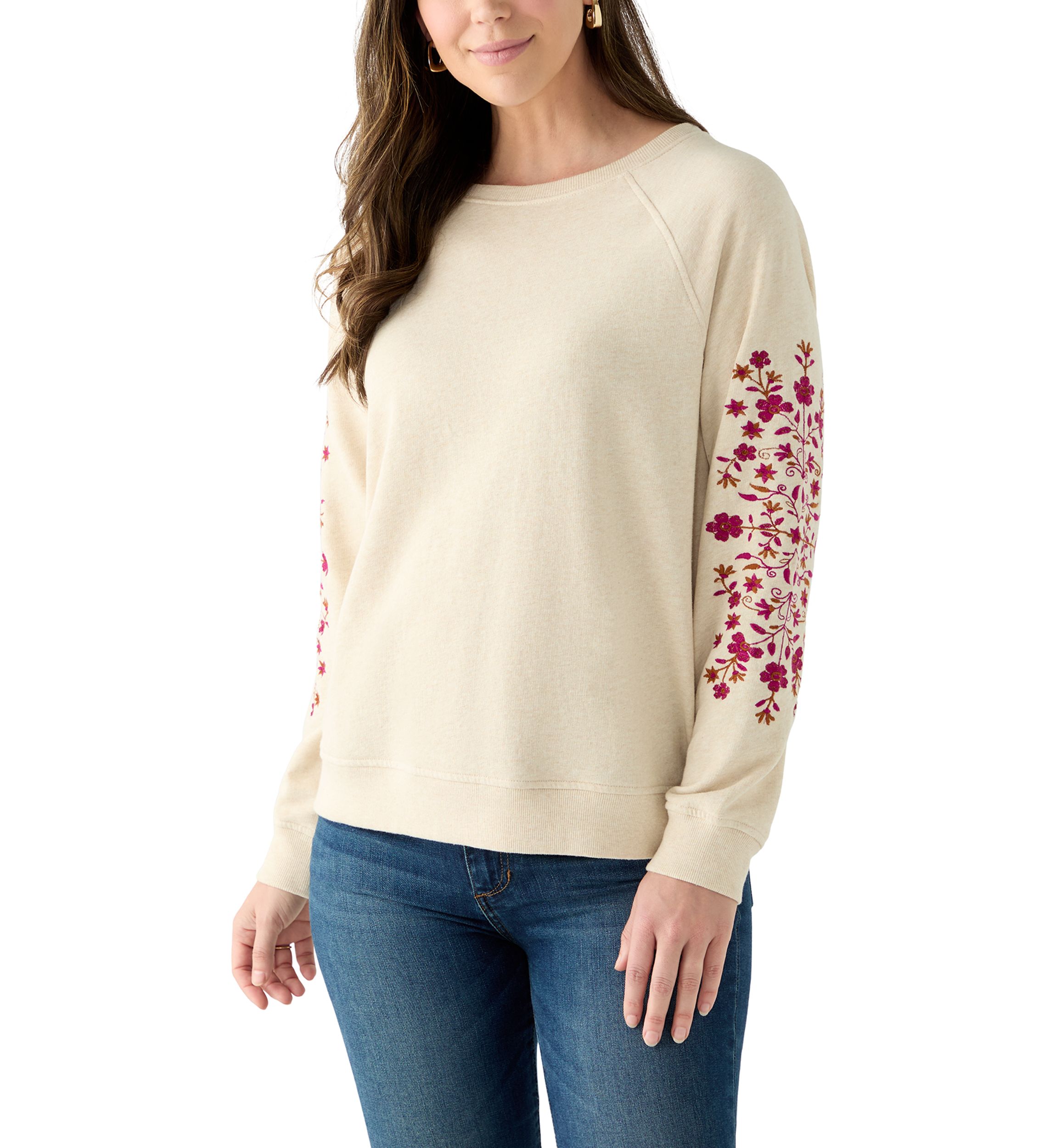Womens Long Sleeve Embroidered Sweatshirt